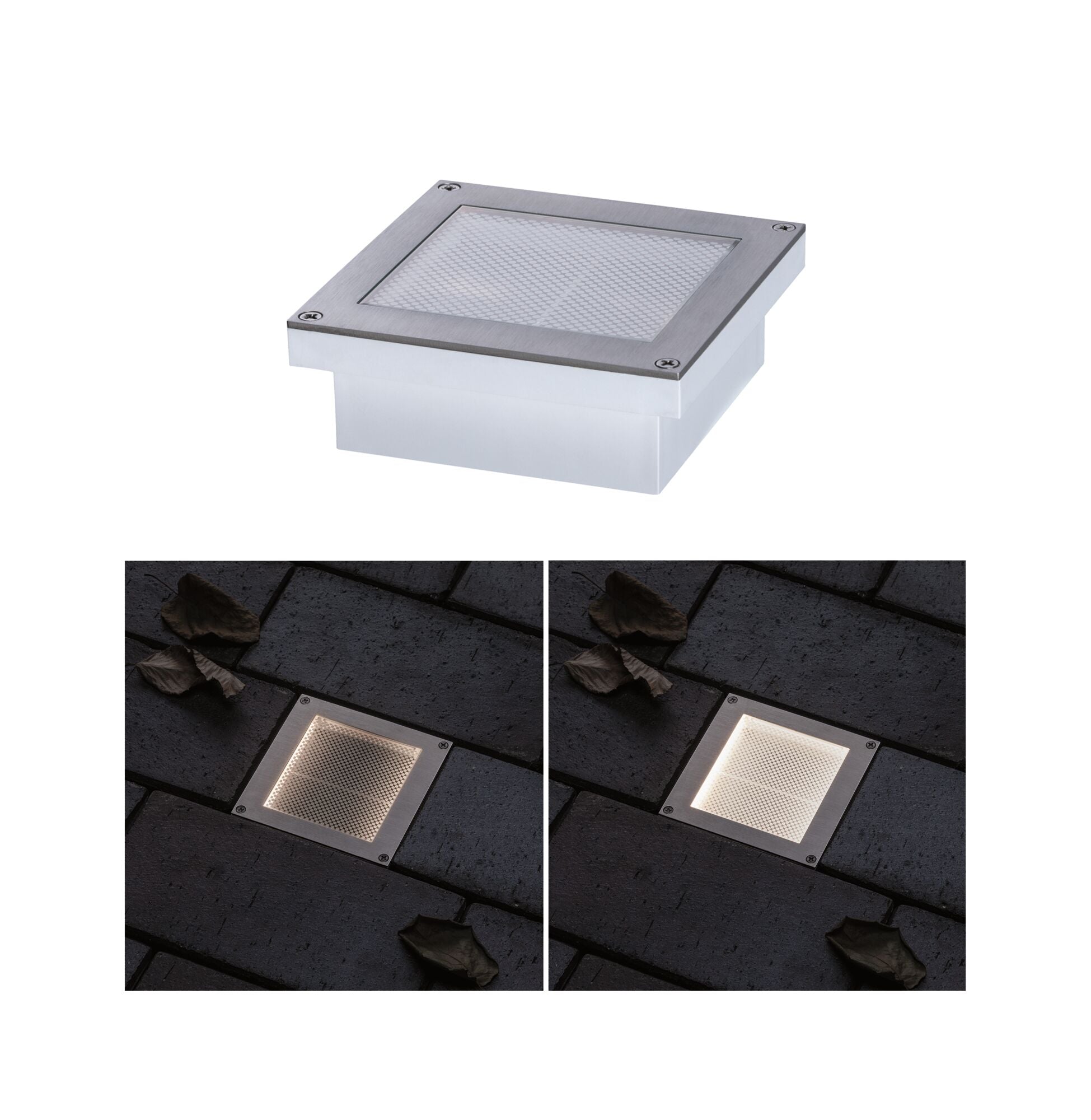LED Bodeneinbauleuchte Brick Bewegungsmelder IP67 100x100mm 3000K 0,8W 25lm 230V Alu/Grau Metall/Edelstahl - Paulmann - 94336
