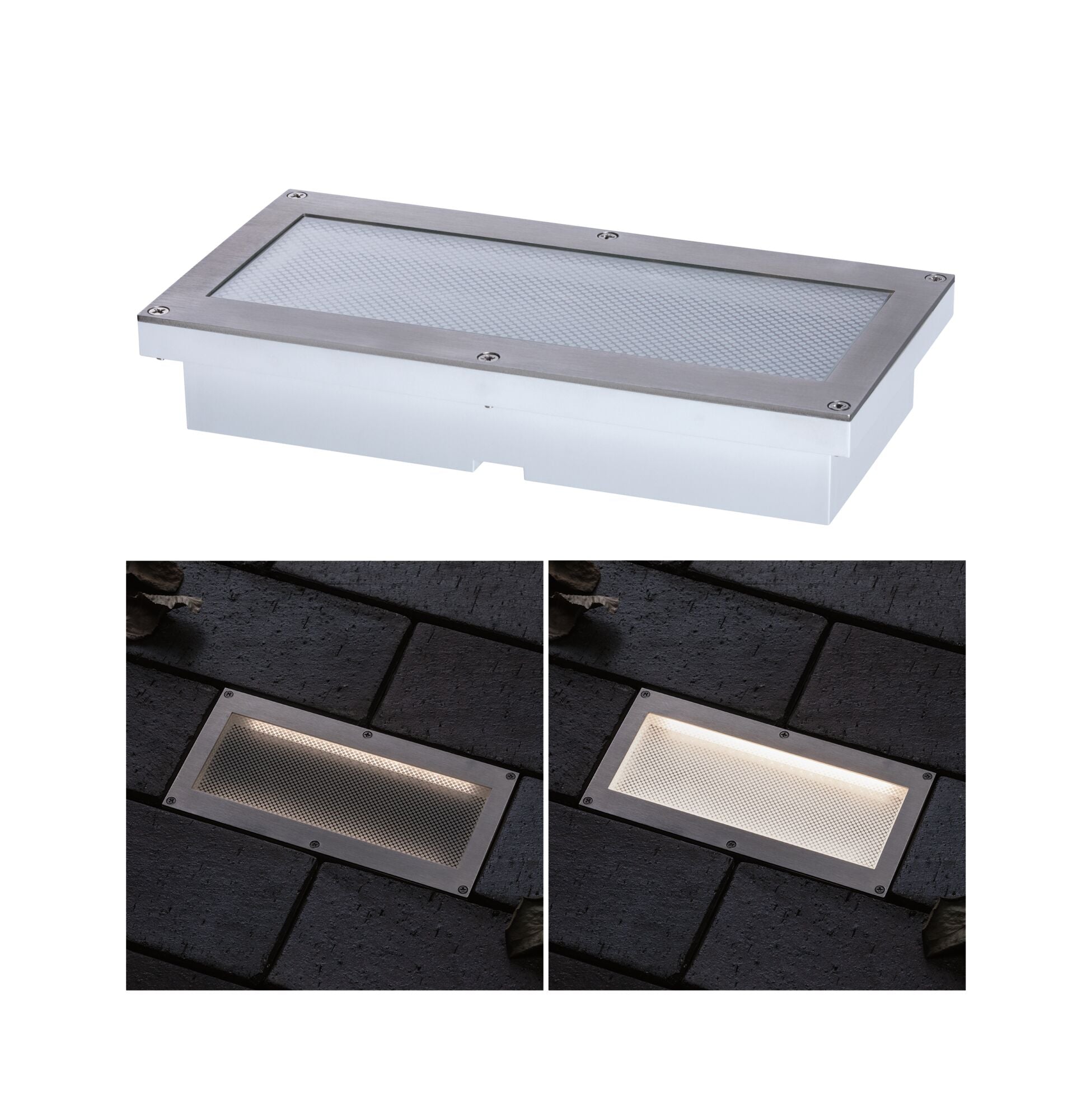 LED Bodeneinbauleuchte Brick Bewegungsmelder IP67 200x100mm 3000K 1,6W 50lm 230V Alu/Grau Metall/Edelstahl - Paulmann - 94337