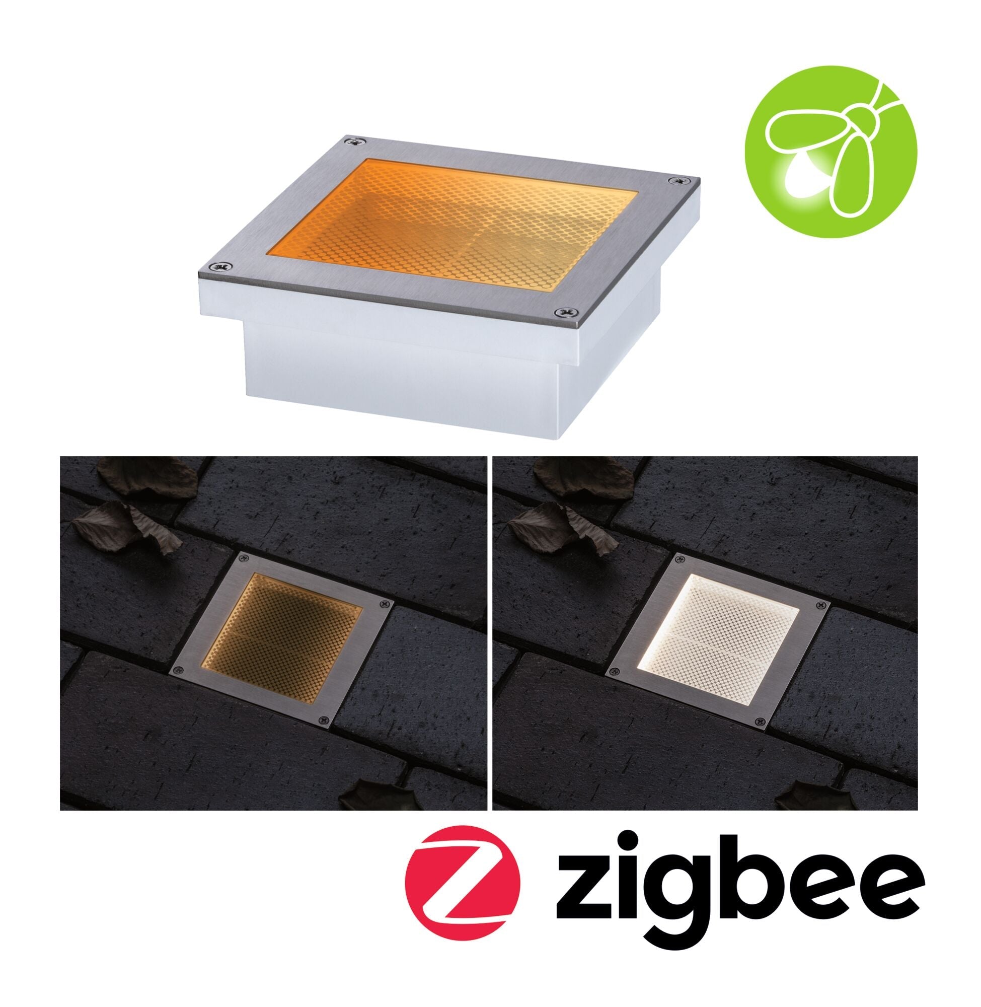 LED Bodeneinbauleuchte Brick insektenfreundlich IP67 eckig 100x100mm Tunable Warm 1W 18lm 230V Edelstahl Edelstahl - Paulmann - 94595
