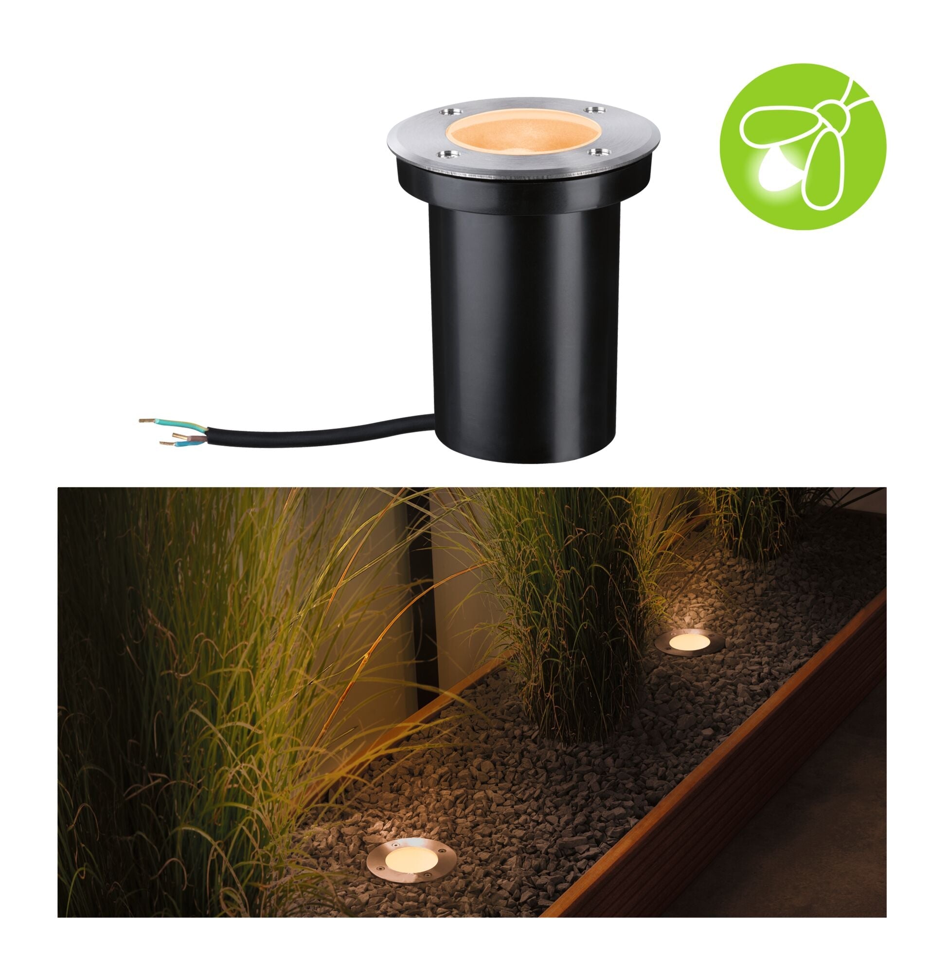 LED Bodeneinbauleuchte Goldlicht IP65 110mm 2200K 4,3W 320lm 230V Edelstahl gebürstet Edelstahl/Kunststoff - Paulmann - 94732
