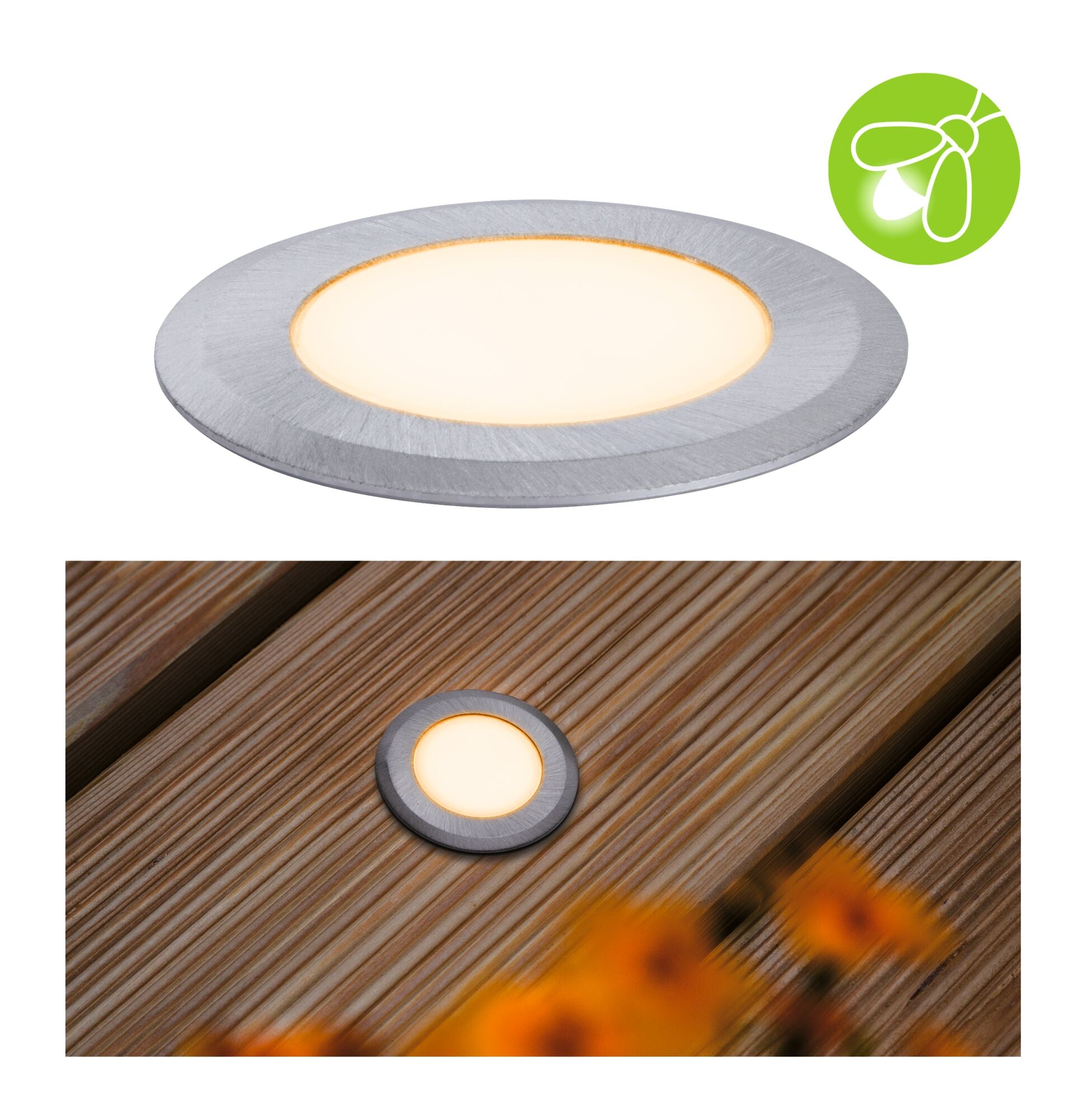 LED Bodeneinbauleuchte Goldlicht IP65 rund 50mm 2200K 2,2W 60lm 230V Alu Kunststoff/Metall - Paulmann - 94726