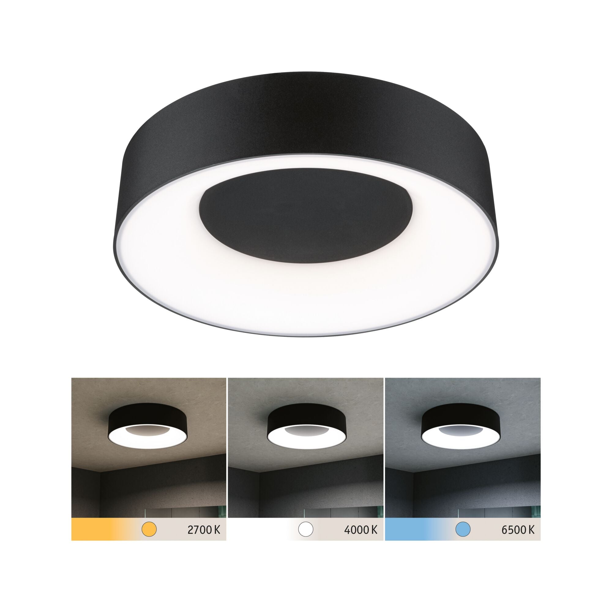 LED Deckenleuchte Casca IP44 White Switch 1500lm 230V 16W Schwarz matt - Paulmann - 71096