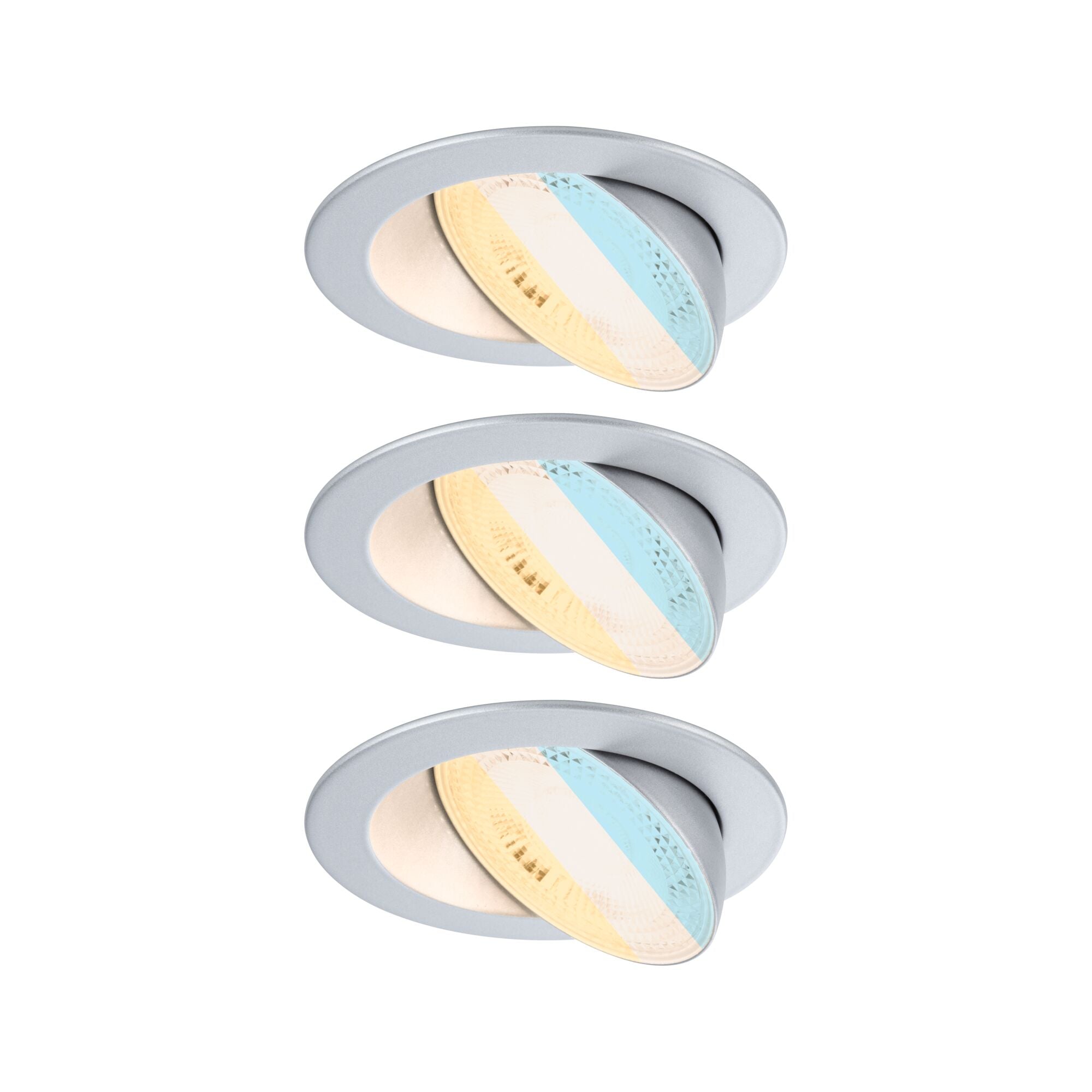 LED Einbauleuchte Aumus 3er - Set rund 105mm 90° 3x5W 3x700lm 230V dimmbar 2700 - 6500K Chrom matt - Paulmann - 92256