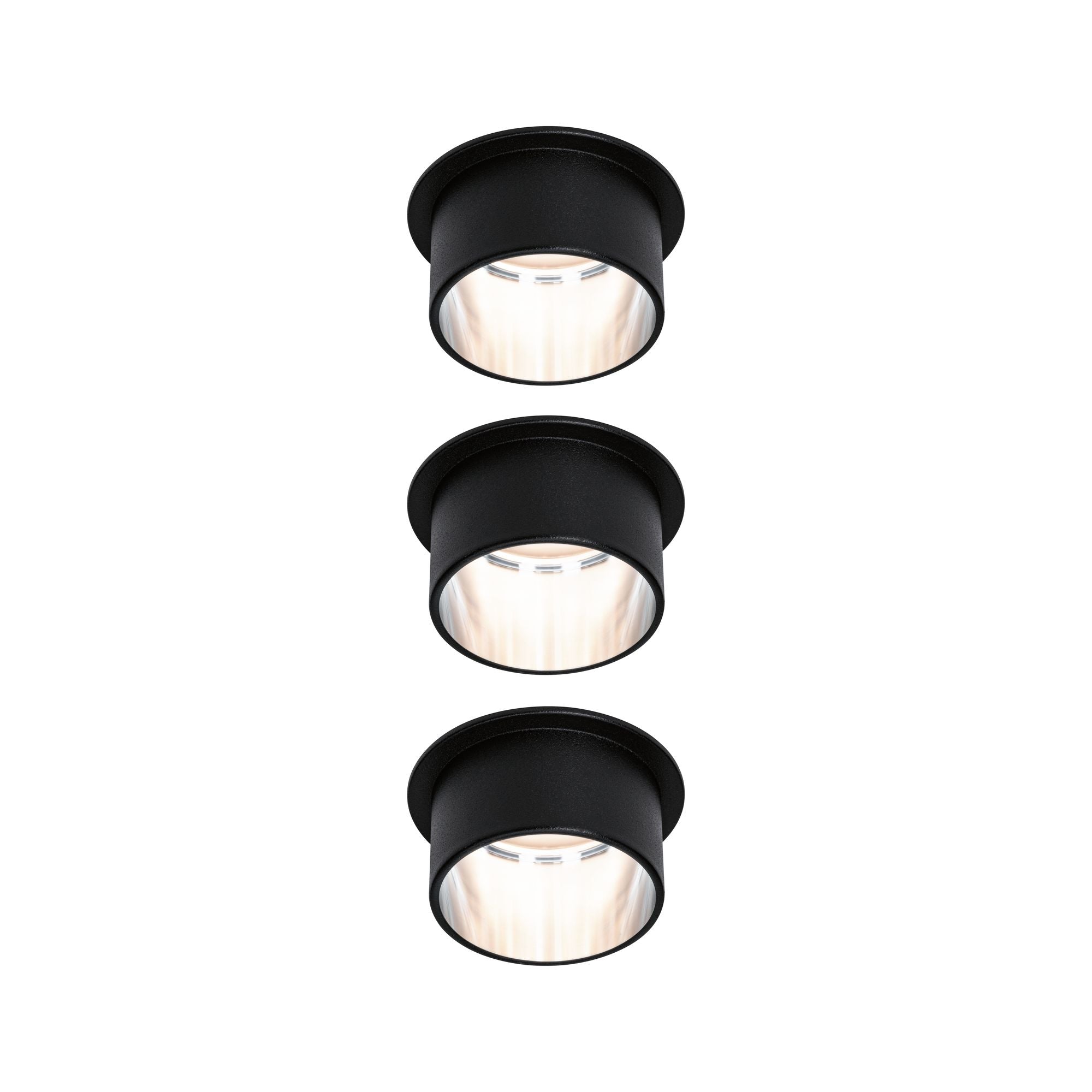 LED Einbauleuchte Gil Coin Basisset IP44 rund 68mm Coin 3x6W 3x470lm 230V dimmbar 2700K Schwarz matt/Eisen gebürstet - Paulmann - 93383
