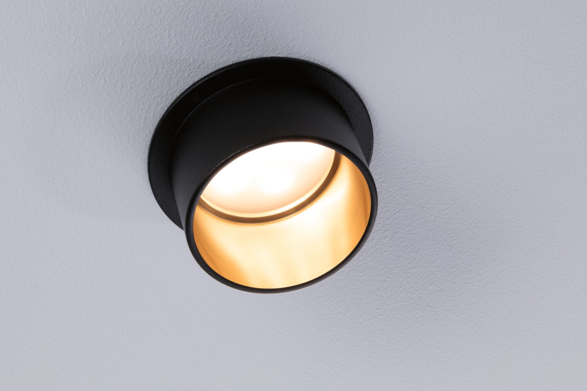 LED Einbauleuchte Gil Coin IP44 rund 68mm Coin 6W 470lm 230V dimmbar 2700K Schwarz matt/Gold - Paulmann - 93378