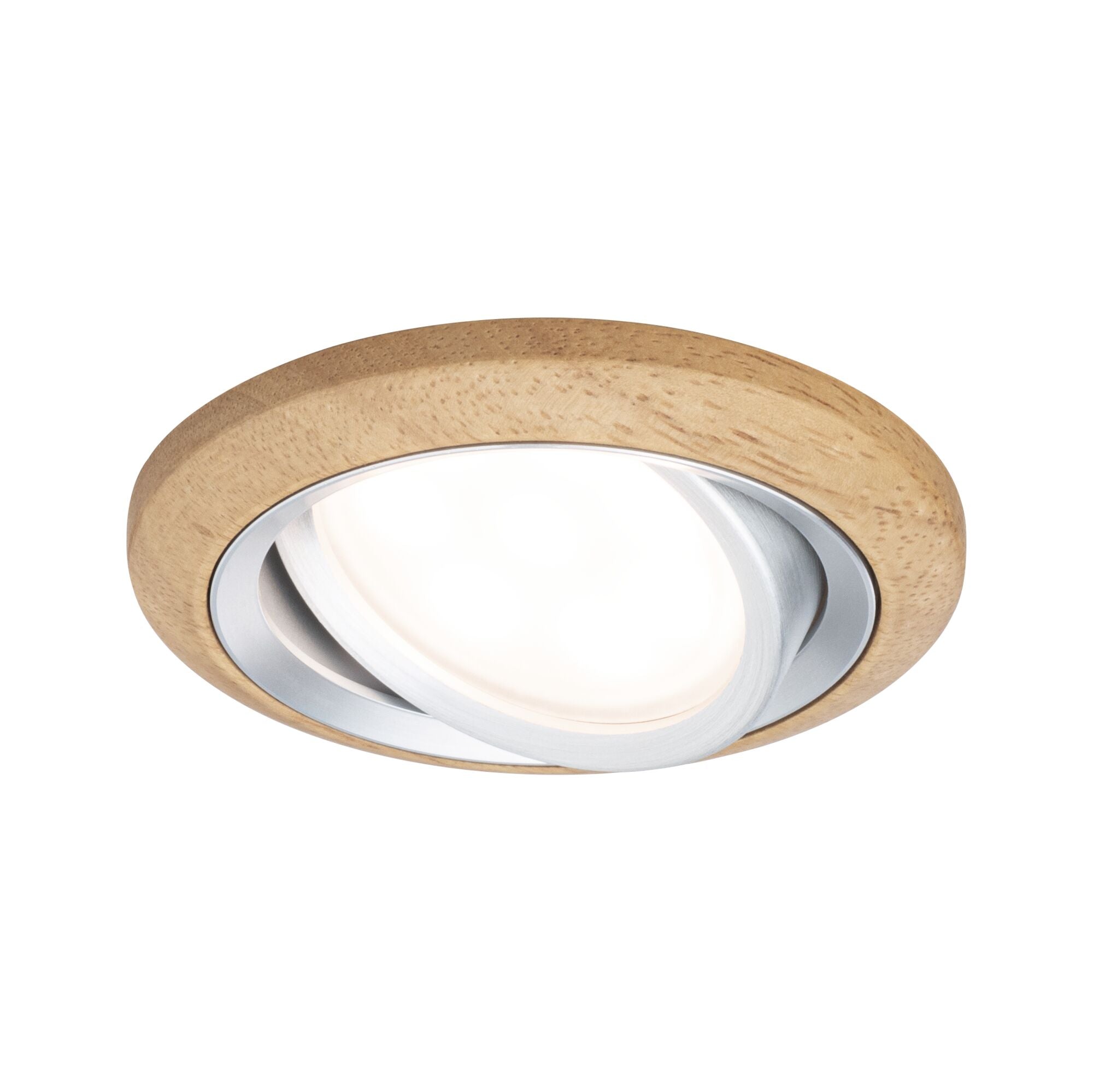 LED Einbauleuchte Lanati 3er - Set rund 84mm 30° Coin 3x6W 3x470lm 230V 2700K Holzoptik Eiche/Alu gedreht - Paulmann - 92239