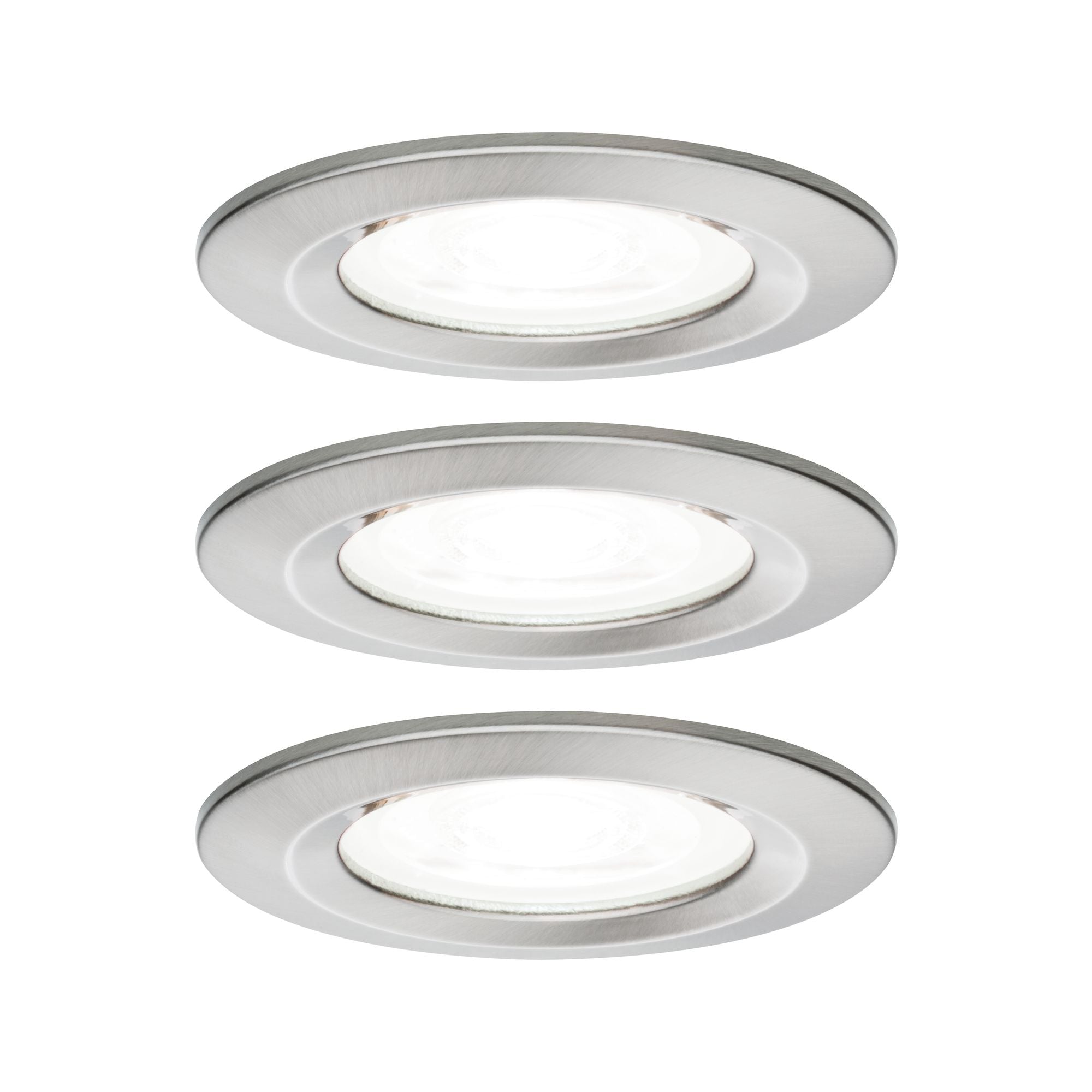 LED Einbauleuchte Nova Basisset starr IP44 rund 78mm GU10 3x6,5W 3x470lm 230V 4000K Eisen gebürstet - Paulmann - 92979