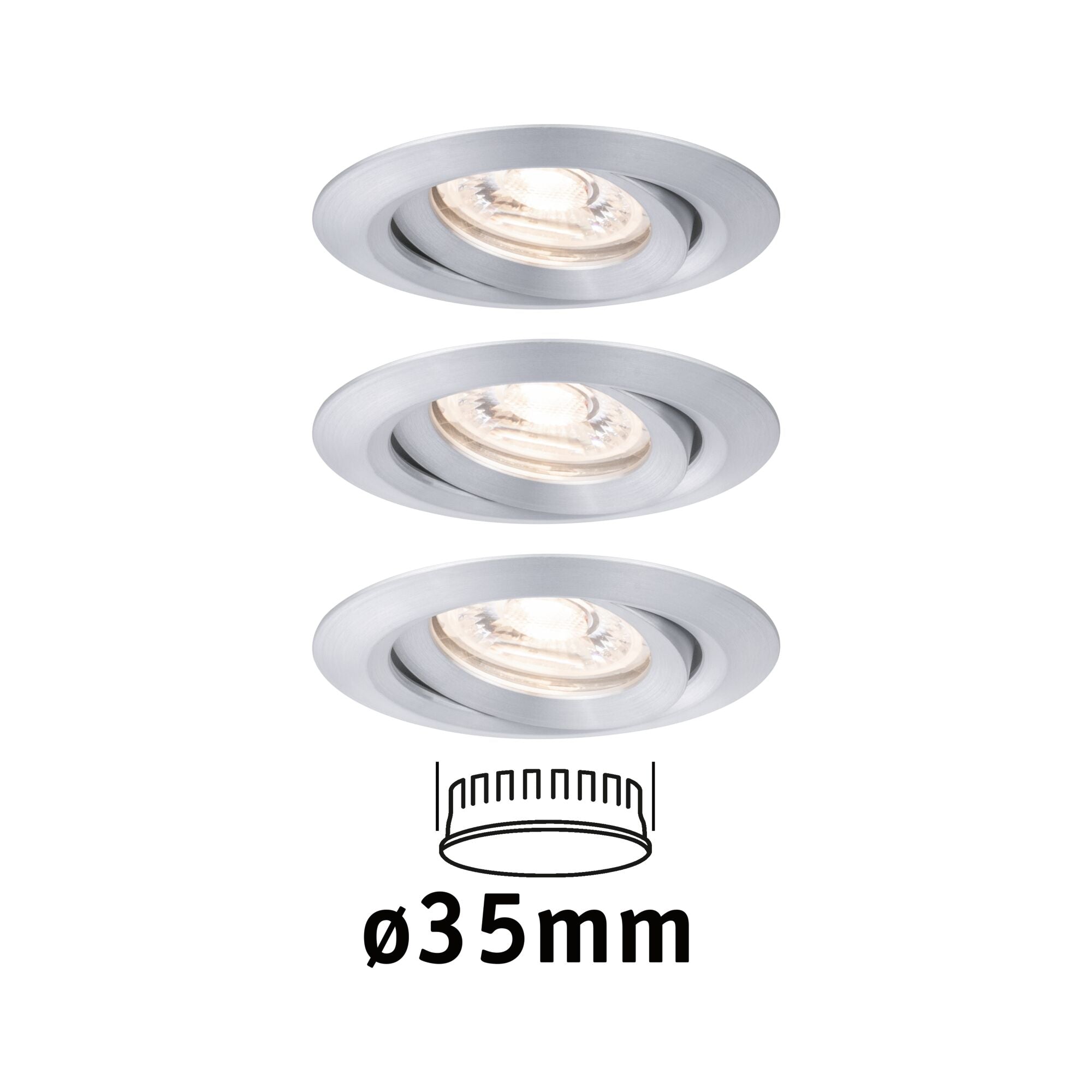 LED Einbauleuchte Nova Mini Coin Basisset schwenkbar rund 66mm 15° Coin 3x4W 3x310lm 230V 2700K Alu gedreht - Paulmann - 94297