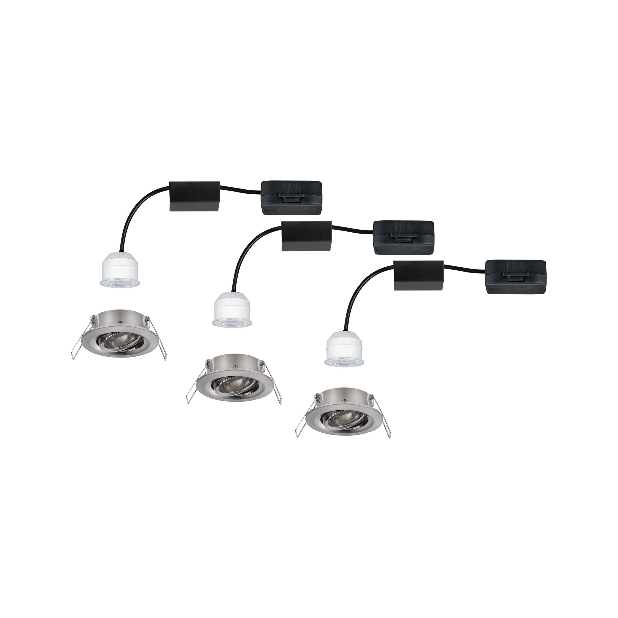 LED Einbauleuchte Nova Mini Coin Basisset schwenkbar rund 66mm 15° Coin 3x4W 3x310lm 230V 2700K Eisen gebürstet - Paulmann - 94295