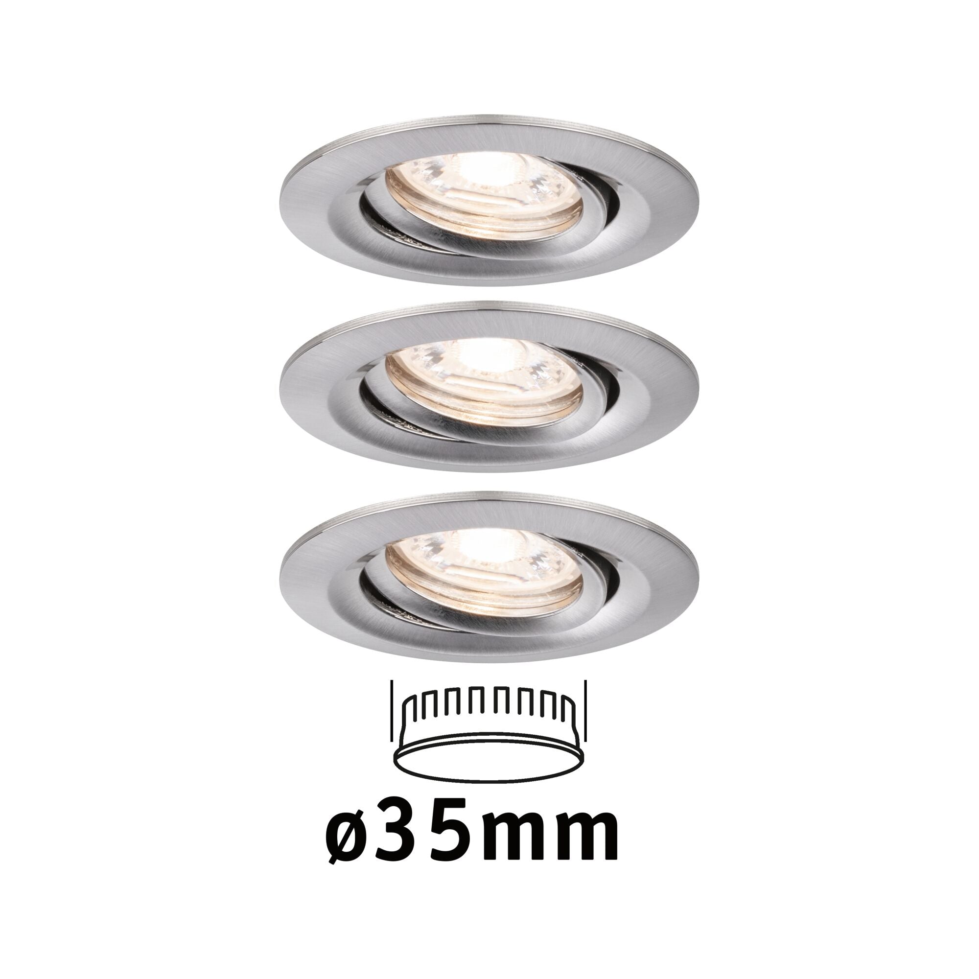 LED Einbauleuchte Nova Mini Coin Basisset schwenkbar rund 66mm 15° Coin 3x4W 3x310lm 230V 2700K Eisen gebürstet - Paulmann - 94295