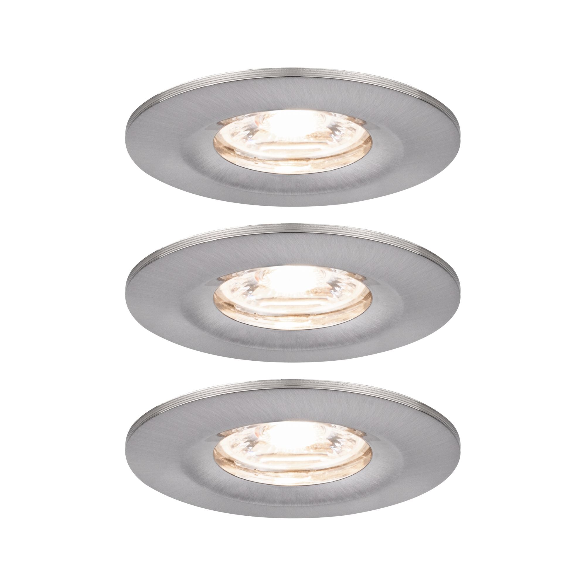 LED Einbauleuchte Nova Mini Coin Basisset starr IP44 rund 65mm Coin 3x4W 3x310lm 230V 2700K Eisen gebürstet - Paulmann - 94301