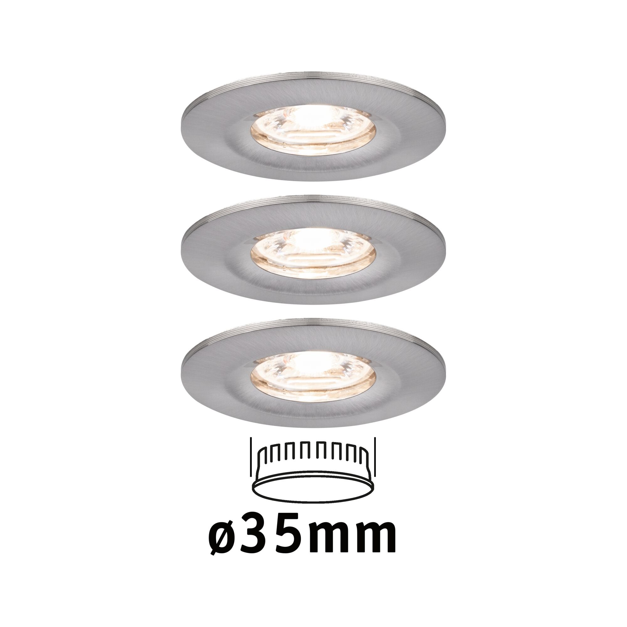LED Einbauleuchte Nova Mini Coin Basisset starr IP44 rund 65mm Coin 3x4W 3x310lm 230V 2700K Eisen gebürstet - Paulmann - 94301