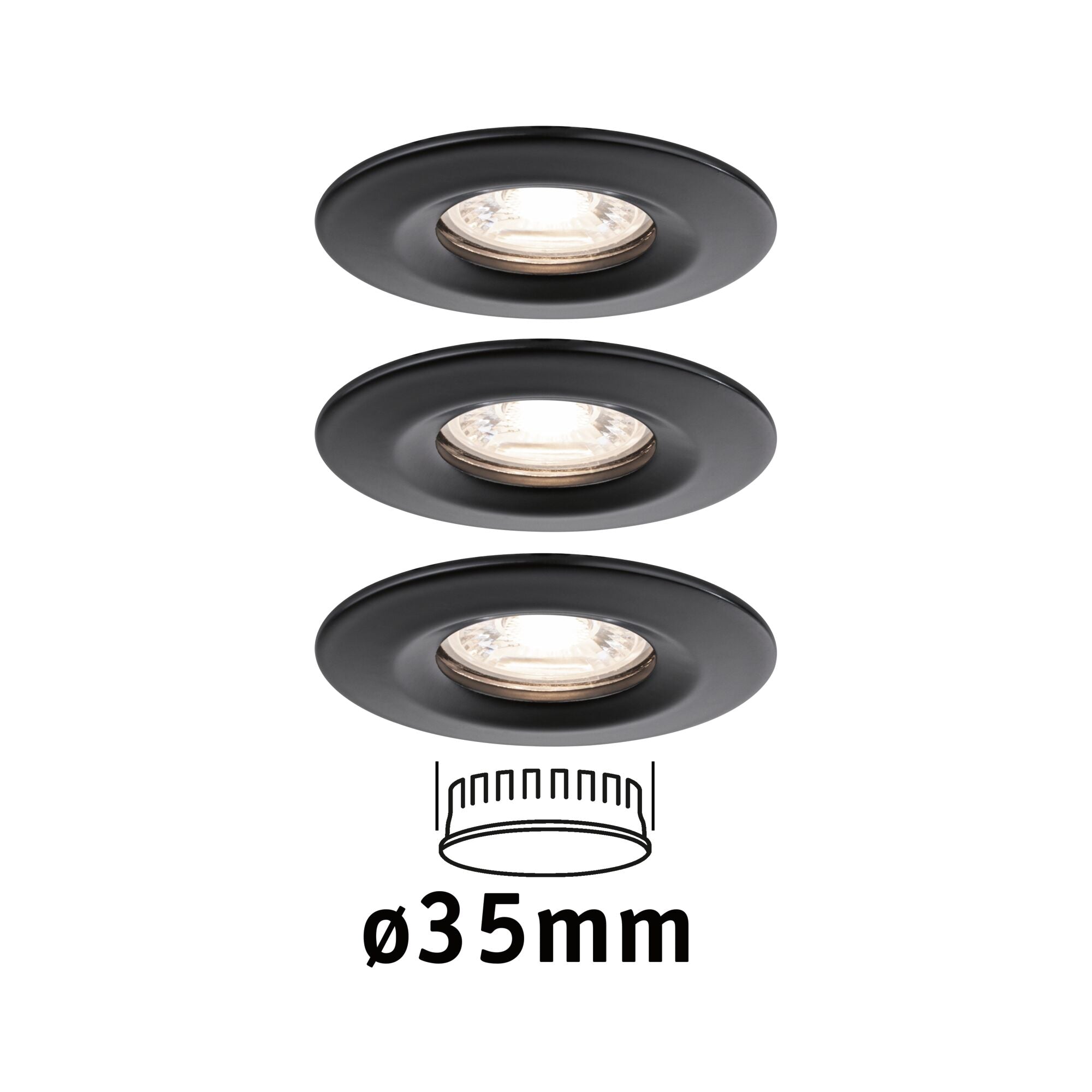 LED Einbauleuchte Nova Mini Coin Basisset starr rund 66mm Coin 3x4W 3x310lm 230V 2700K Schwarz matt - Paulmann - 93084