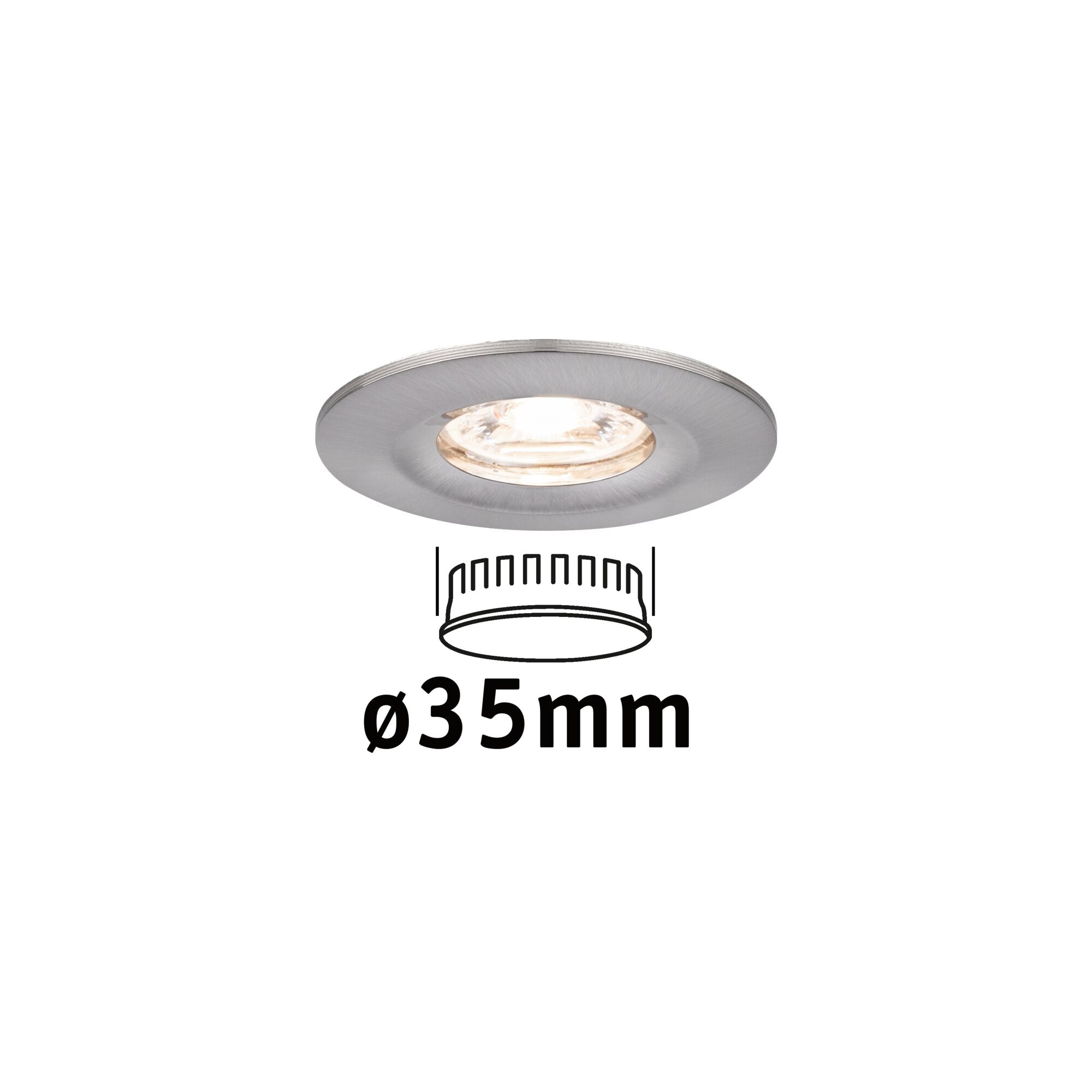 LED Einbauleuchte Nova Mini Coin Einzelleuchte starr IP44 rund 65mm Coin 4W 310lm 230V 2700K Eisen gebürstet - Paulmann - 94300