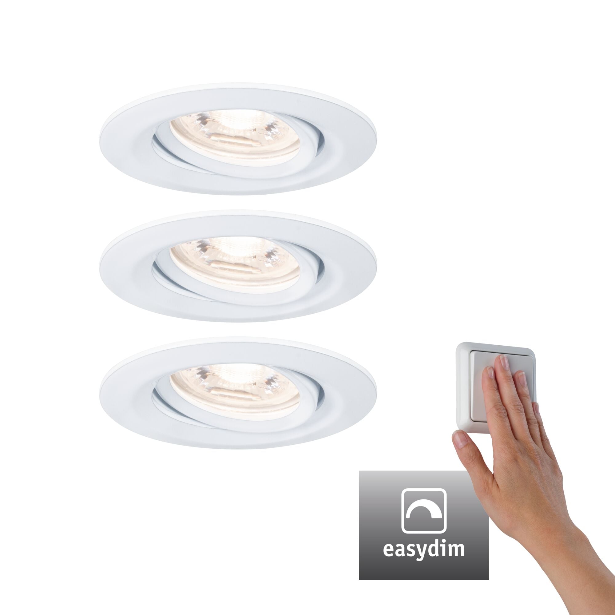 LED Einbauleuchte Nova Mini Plus Coin Basisset schwenkbar rund 66mm 15° Coin 3x4,2W 3x300lm 230V dimmbar 2700K Weiß matt - Paulmann - 92971