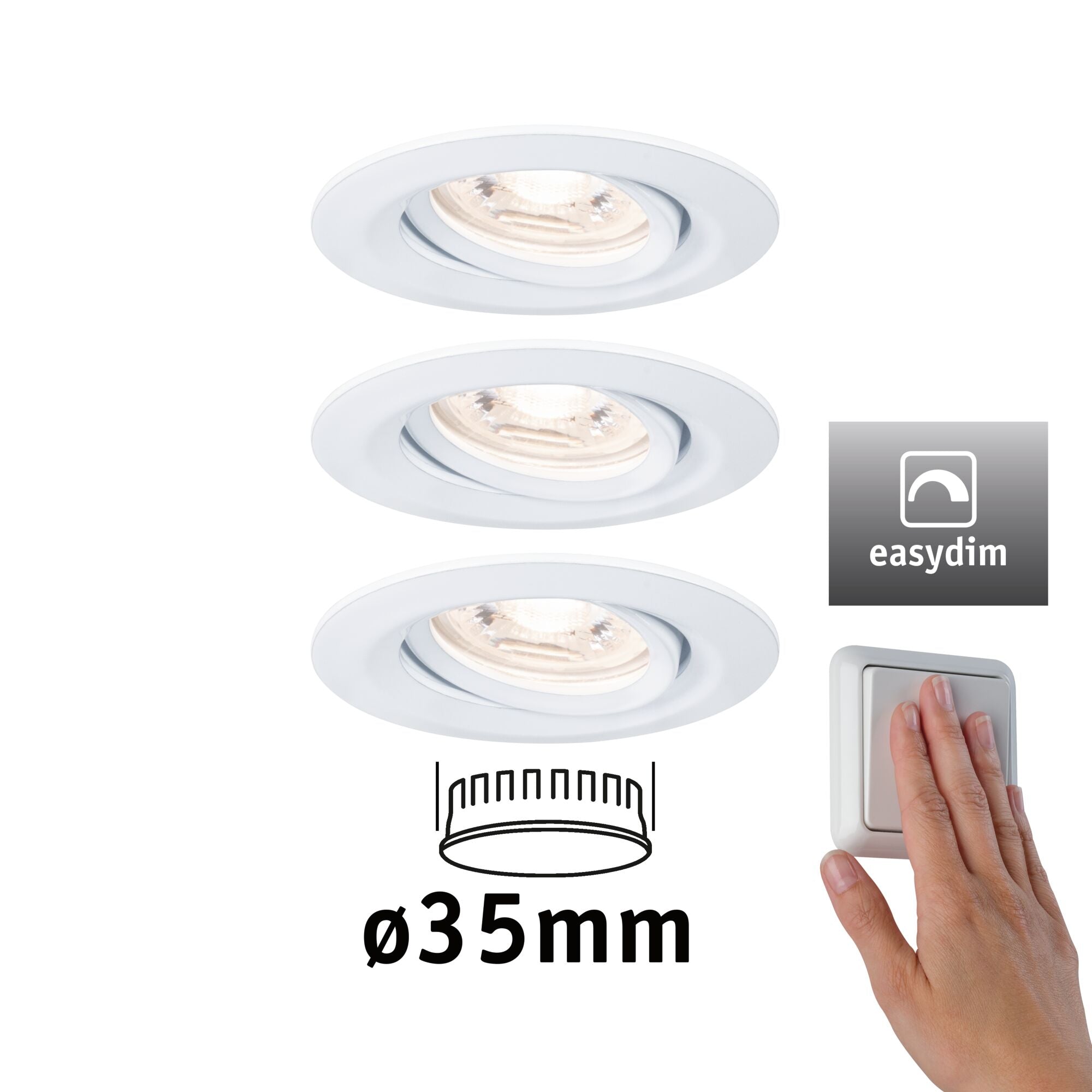 LED Einbauleuchte Nova Mini Plus Coin Basisset schwenkbar rund 66mm 15° Coin 3x4,2W 3x300lm 230V dimmbar 2700K Weiß matt - Paulmann - 92971