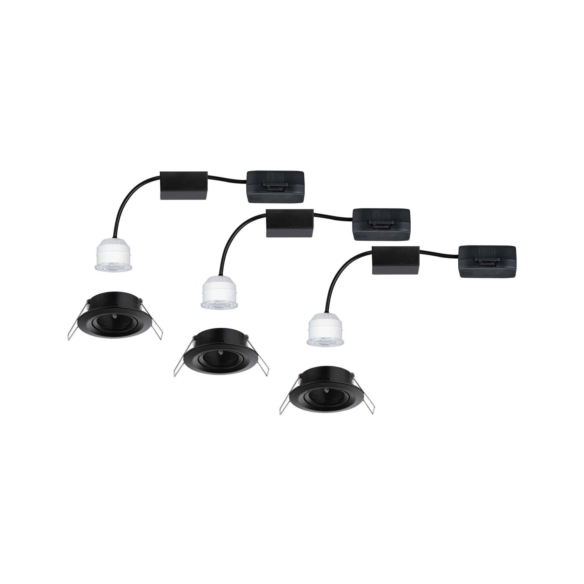 LED Einbauleuchte Nova Mini Plus Coin Basisset schwenkbar rund 66mm 15° Coin 3x4W 3x310lm 230V 2700K Schwarz matt - Paulmann - 93085