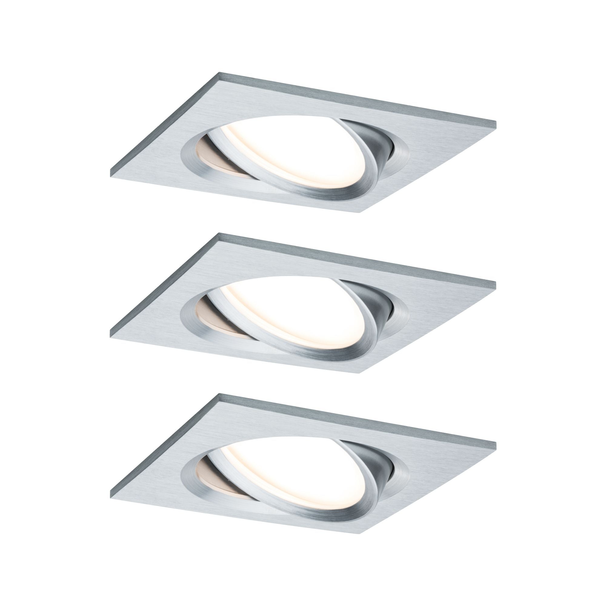 LED Einbauleuchte Nova Plus Coin Basisset schwenkbar eckig 84x84mm 50° Coin 3x6W 3x470lm 230V dimmbar 2700K Alu gedreht - Paulmann - 93680
