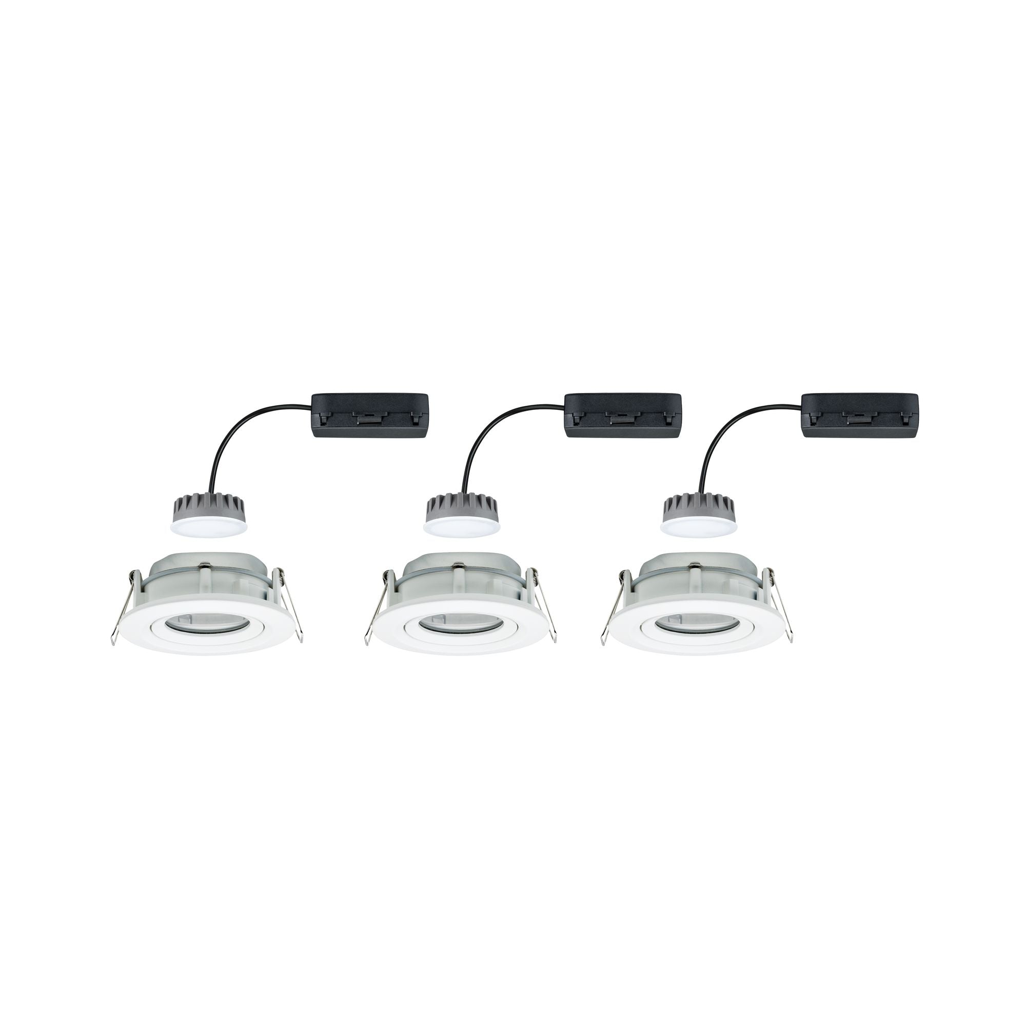 LED Einbauleuchte Nova Plus Coin Basisset schwenkbar IP65 rund 93mm 30° Coin 3x6W 3x470lm 230V dimmbar 2700K Weiß matt - Paulmann - 93682