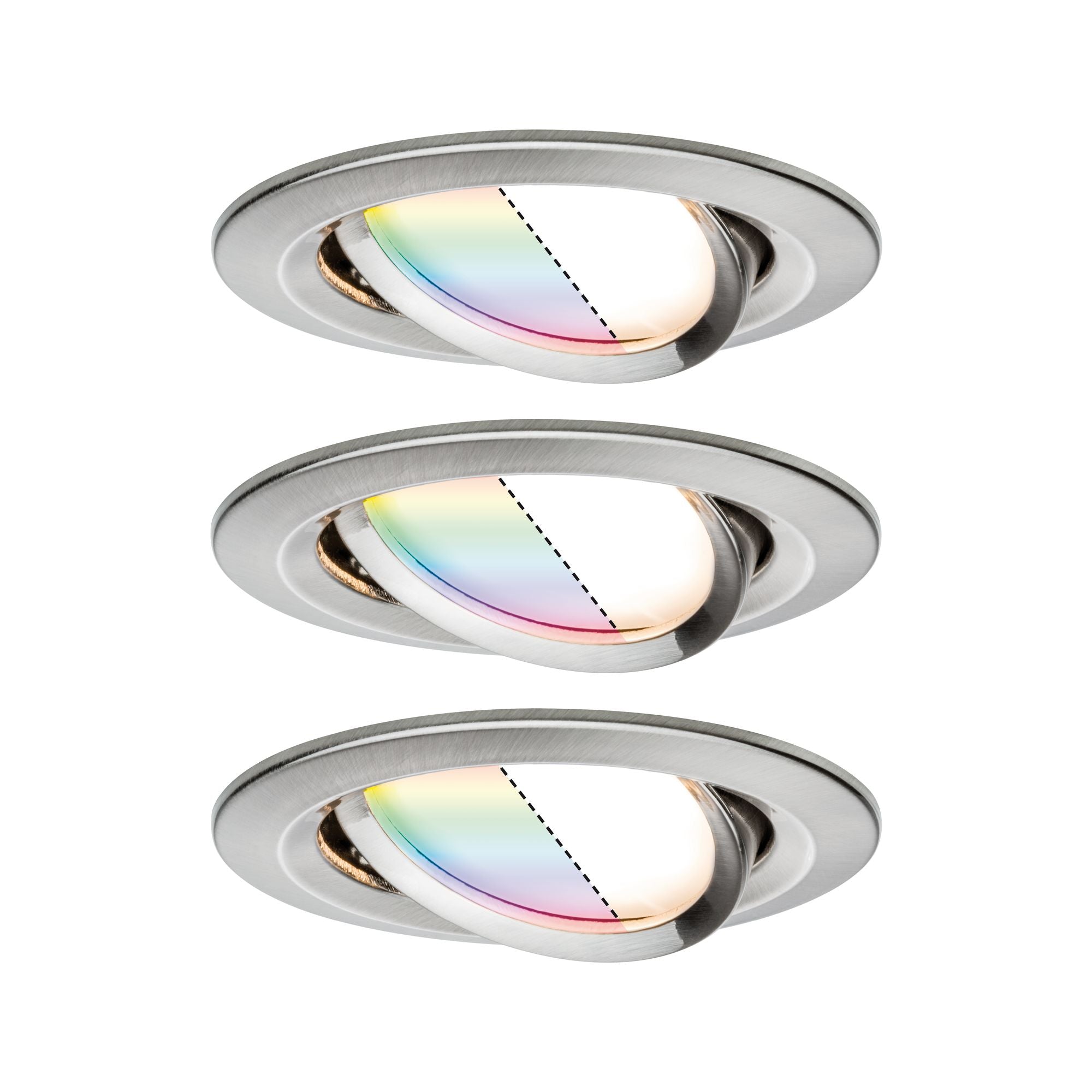 LED Einbauleuchte Nova Plus Coin Basisset schwenkbar rund 84mm 50° Coin 3x5,2W 3x400lm 230V dimmbar RGBW+ Eisen gebürstet - Paulmann - 92965