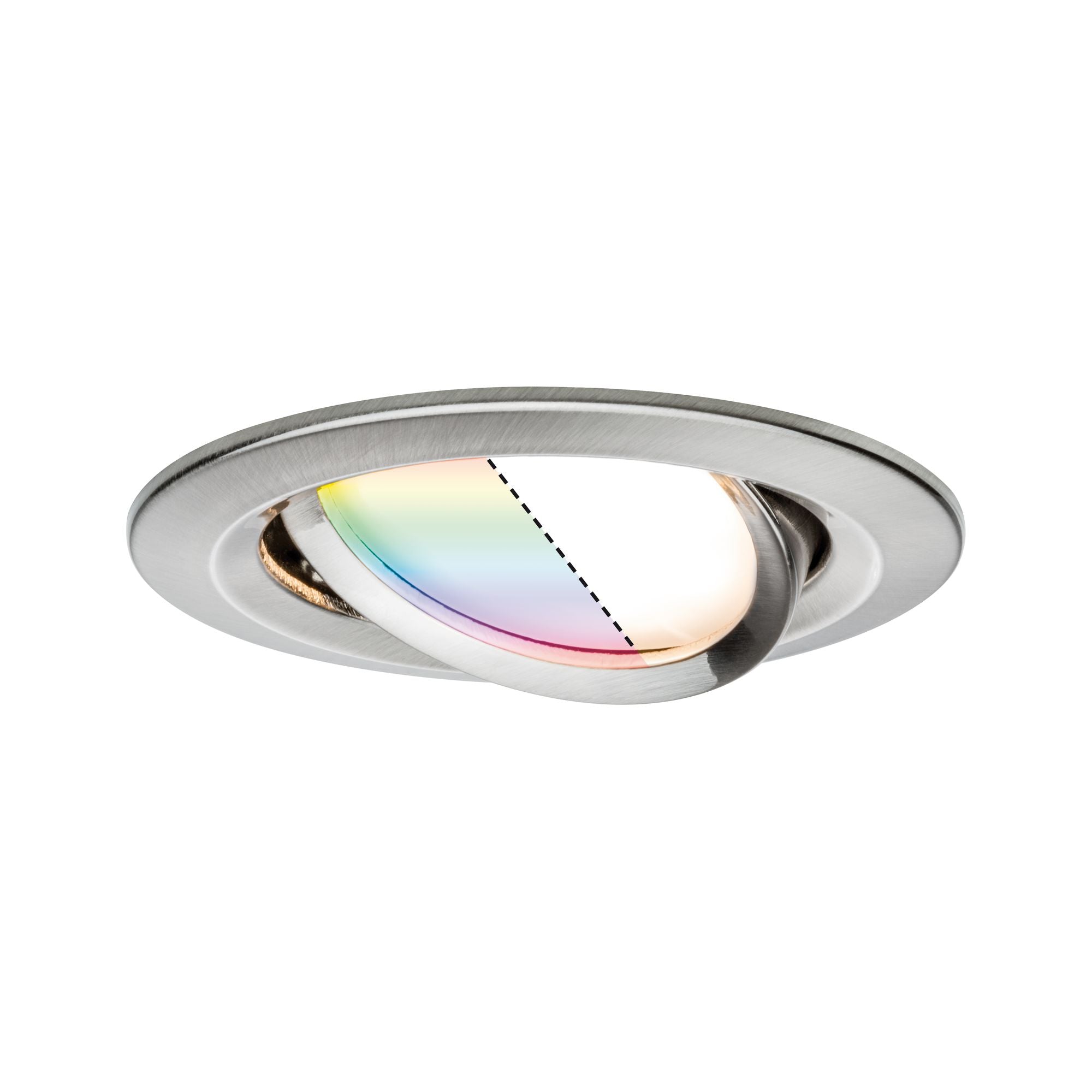 LED Einbauleuchte Nova Plus Coin Basisset schwenkbar rund 84mm 50° Coin 3x5,2W 3x400lm 230V dimmbar RGBW+ Eisen gebürstet - Paulmann - 92965