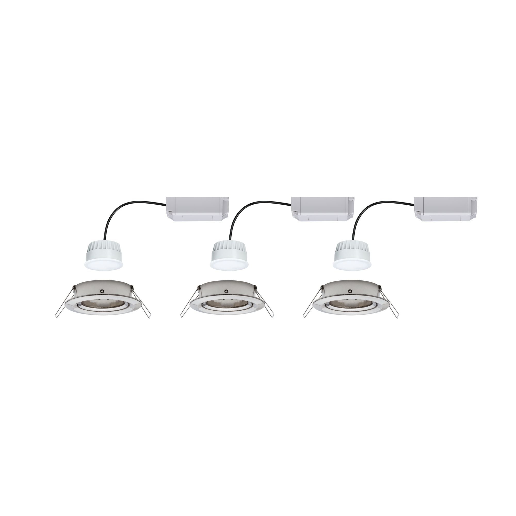 LED Einbauleuchte Nova Plus Coin Basisset schwenkbar rund 84mm 50° Coin 3x5,2W 3x400lm 230V dimmbar RGBW+ Eisen gebürstet - Paulmann - 92965