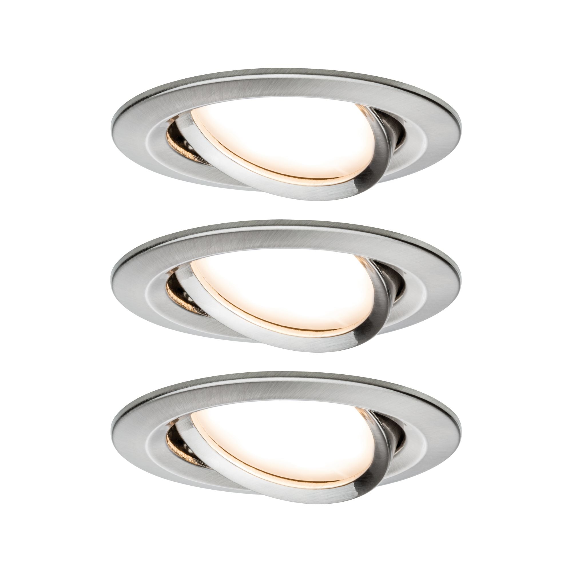 LED Einbauleuchte Nova Plus Coin Basisset schwenkbar rund 84mm 50° Coin 3x6W 3x470lm 230V dimmbar 2700K Eisen gebürstet - Paulmann - 93878
