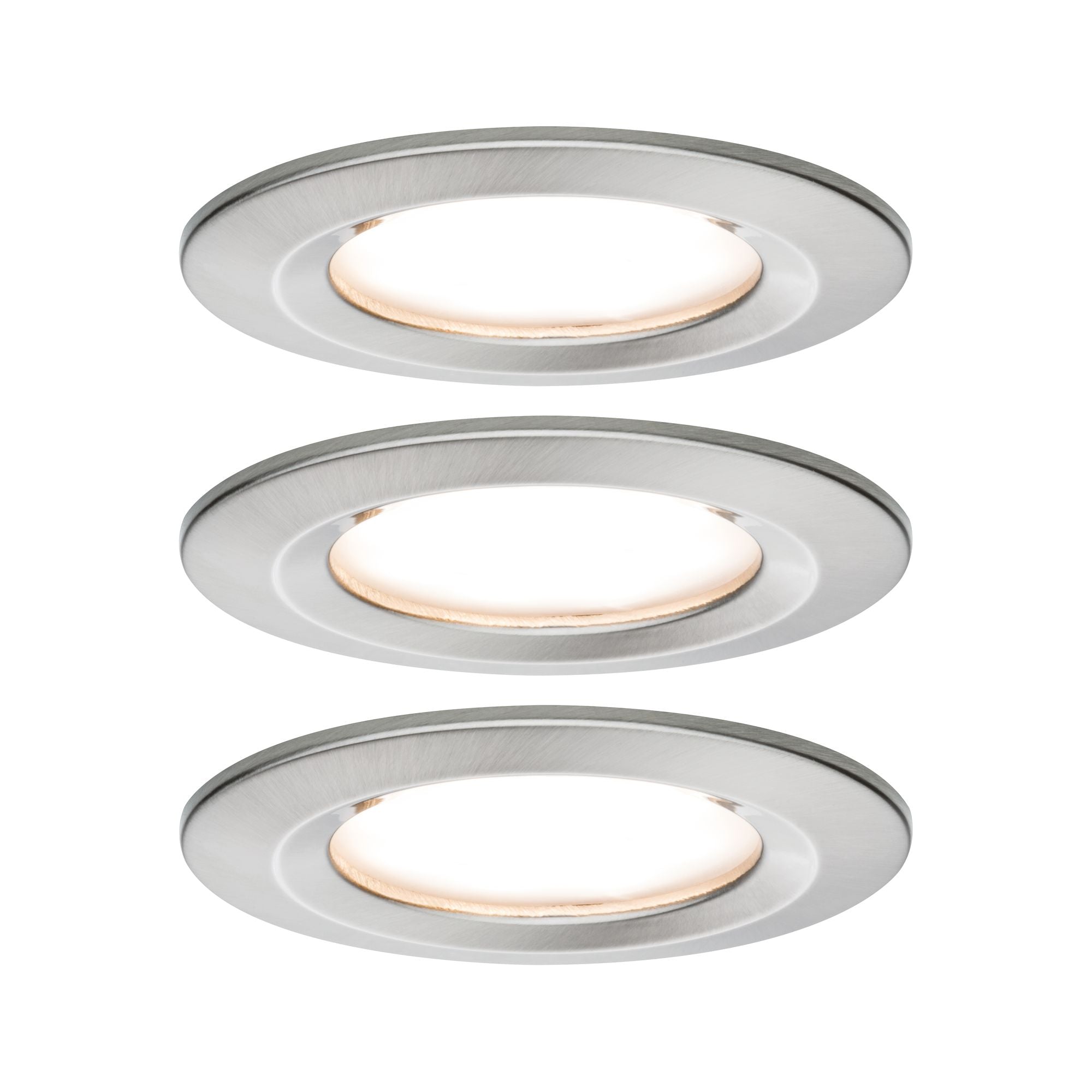 LED Einbauleuchte Nova Plus Coin Basisset starr IP44 rund 78mm Coin 3x6W 3x470lm 230V dimmbar 2700K Eisen gebürstet - Paulmann - 93873