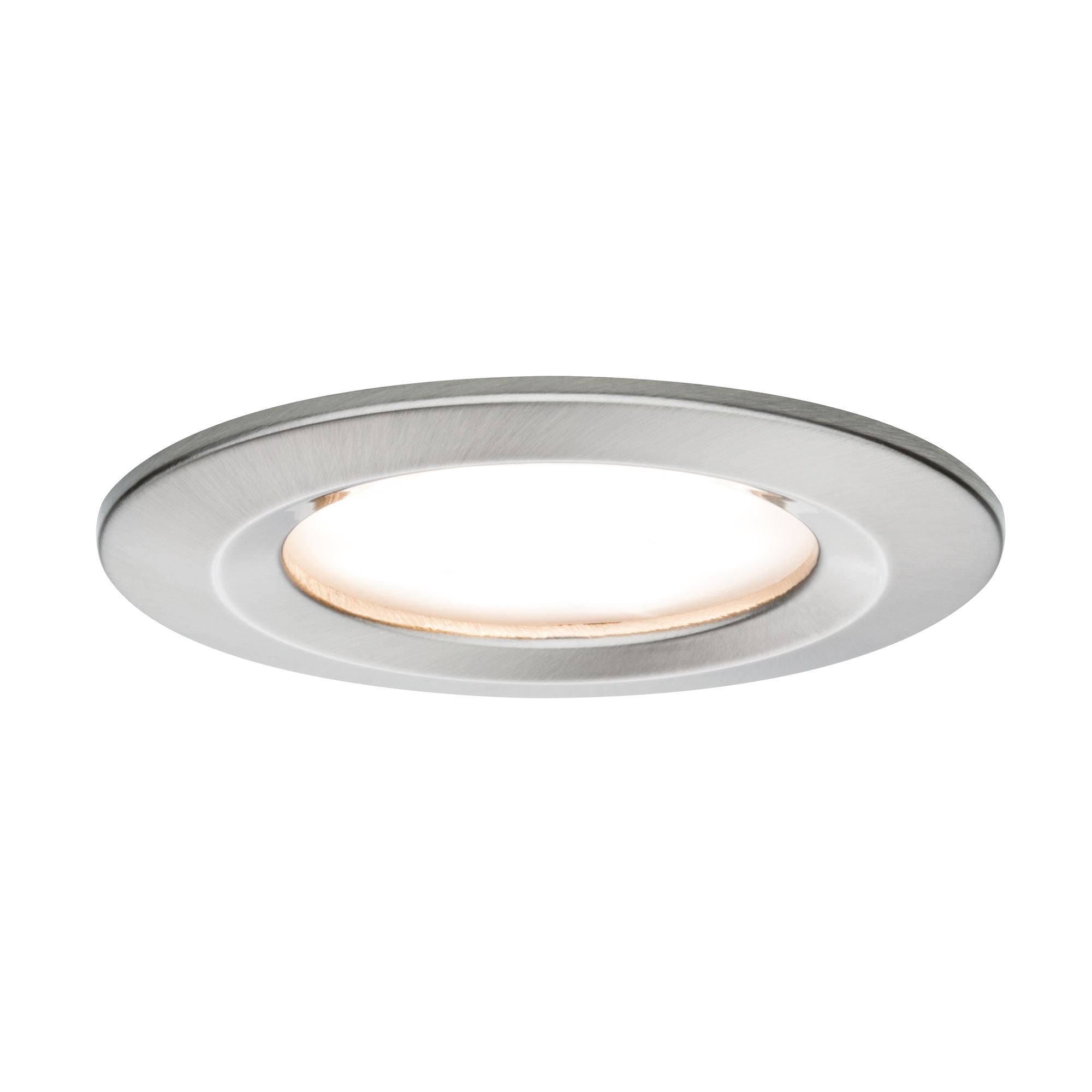 LED Einbauleuchte Nova Plus Coin Basisset starr IP44 rund 78mm Coin 3x6W 3x470lm 230V dimmbar 2700K Eisen gebürstet - Paulmann - 93873