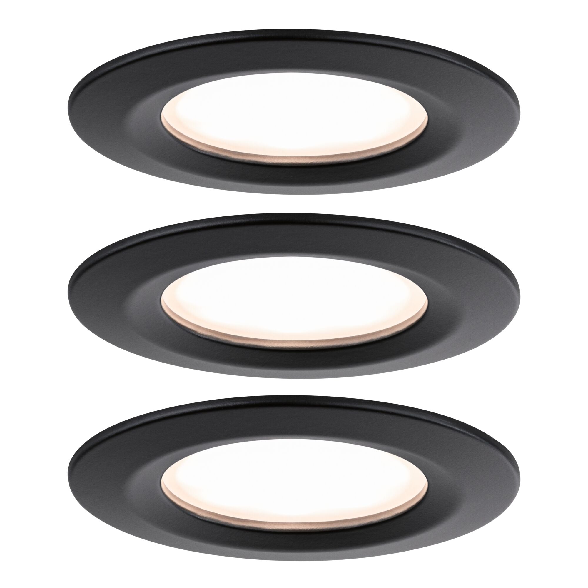 LED Einbauleuchte Nova Plus Coin Basisset starr IP44 rund 78mm Coin 3x6W 3x470lm 230V dimmbar 2700K Schwarz matt - Paulmann - 93081