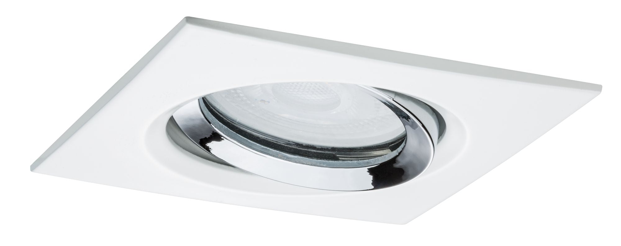 LED Einbauleuchte Nova Plus Einzelleuchte schwenkbar IP65 eckig 93x93mm 30° GU10 6W 470lm 230V dimmbar 4000K Weiß matt/Chrom - Paulmann - 93674