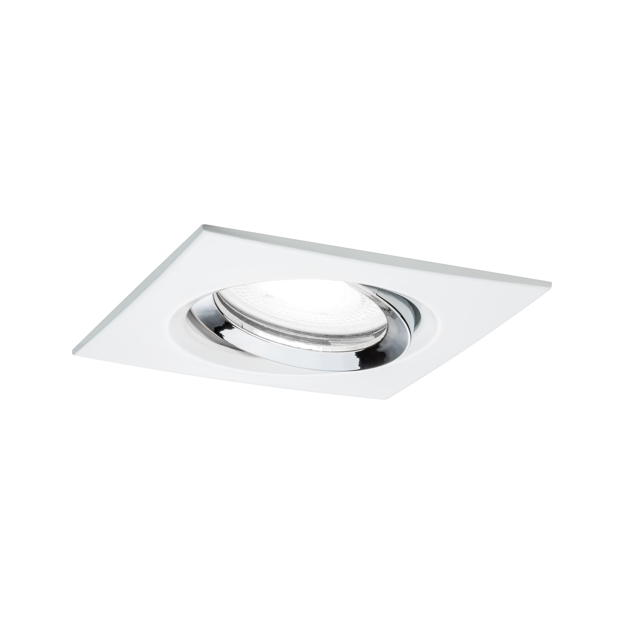 LED Einbauleuchte Nova Plus Einzelleuchte schwenkbar IP65 eckig 93x93mm 30° GU10 6W 470lm 230V dimmbar 4000K Weiß matt/Chrom - Paulmann - 93674
