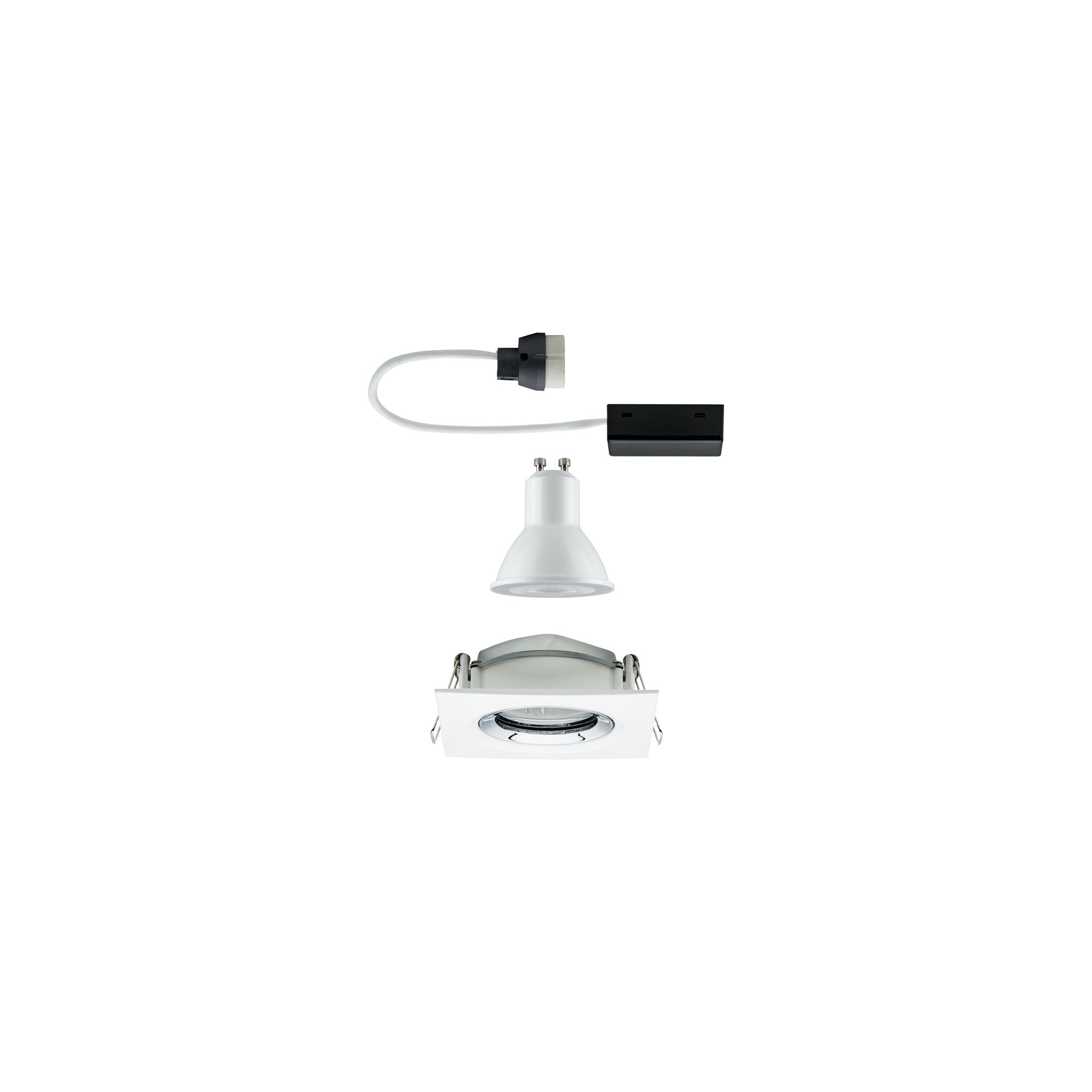 LED Einbauleuchte Nova Plus Einzelleuchte schwenkbar IP65 eckig 93x93mm 30° GU10 6W 470lm 230V dimmbar 4000K Weiß matt/Chrom - Paulmann - 93674