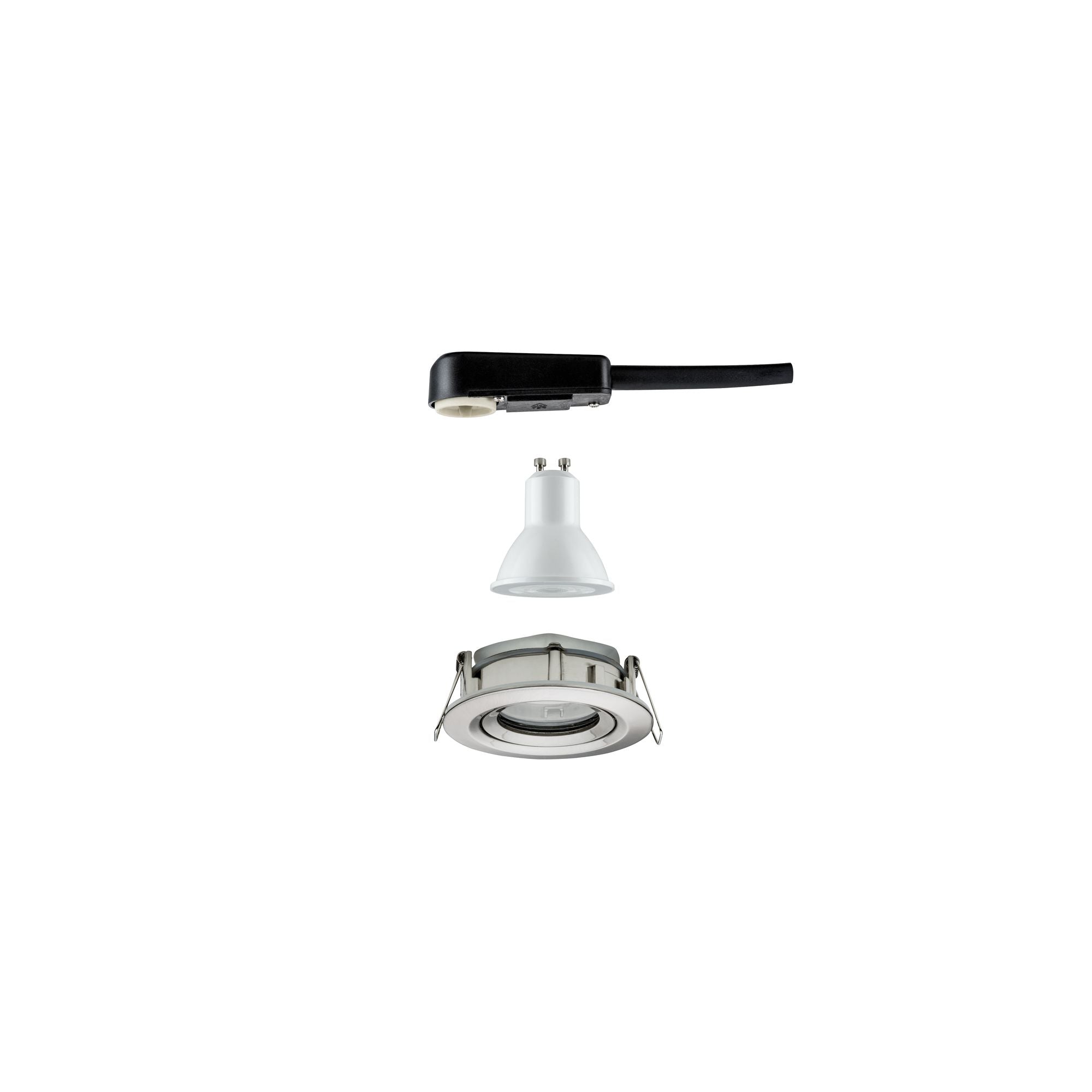 LED Einbauleuchte Nova Plus Einzelleuchte schwenkbar IP65 rund 93mm 30° GU10 6W 470lm 230V dimmbar 4000K Eisen gebürstet - Paulmann - 93671