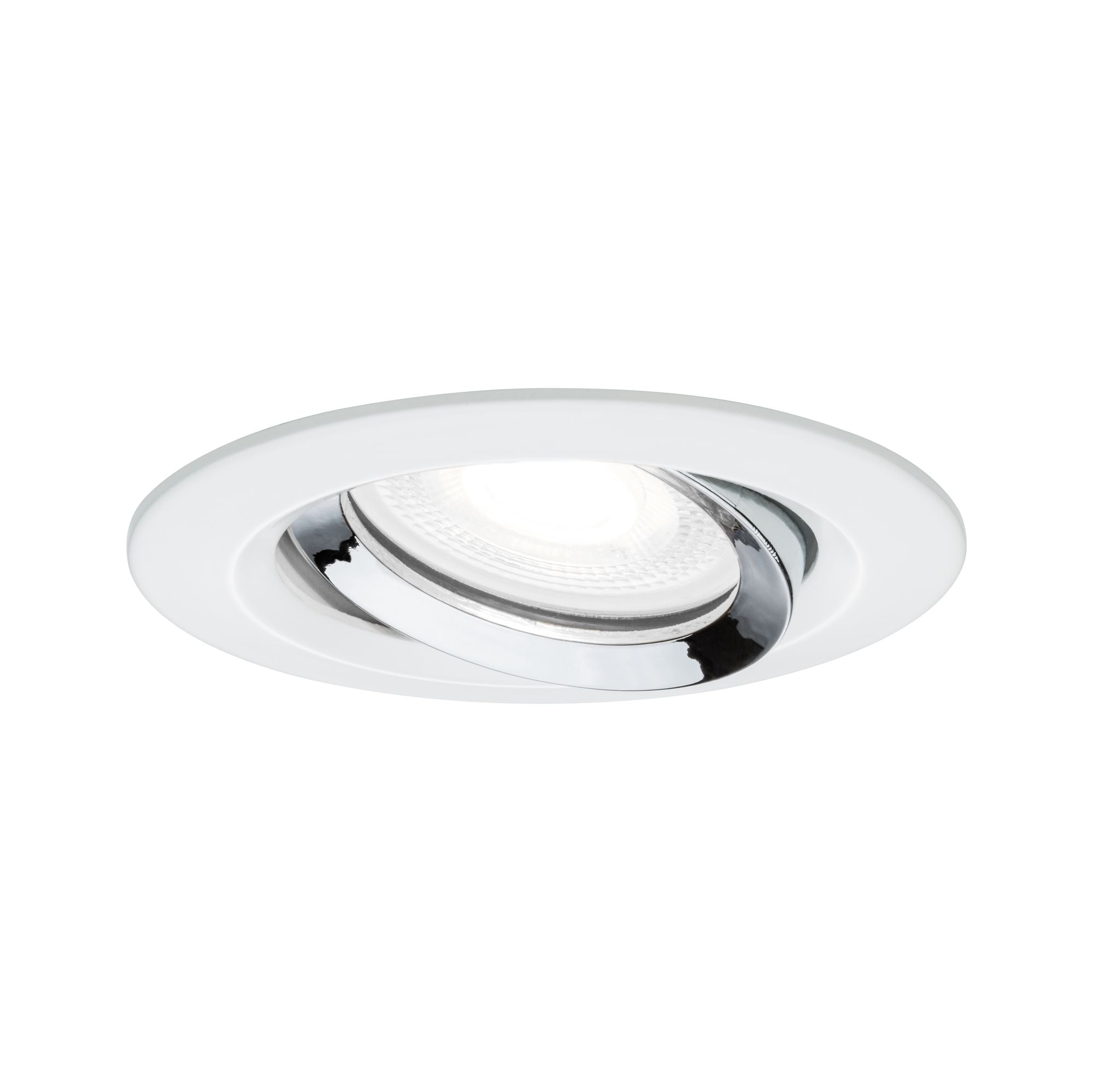 LED Einbauleuchte Nova Plus Einzelleuchte schwenkbar IP65 rund 93mm 30° GU10 6W 470lm 230V dimmbar 4000K Weiß matt/Chrom - Paulmann - 93673
