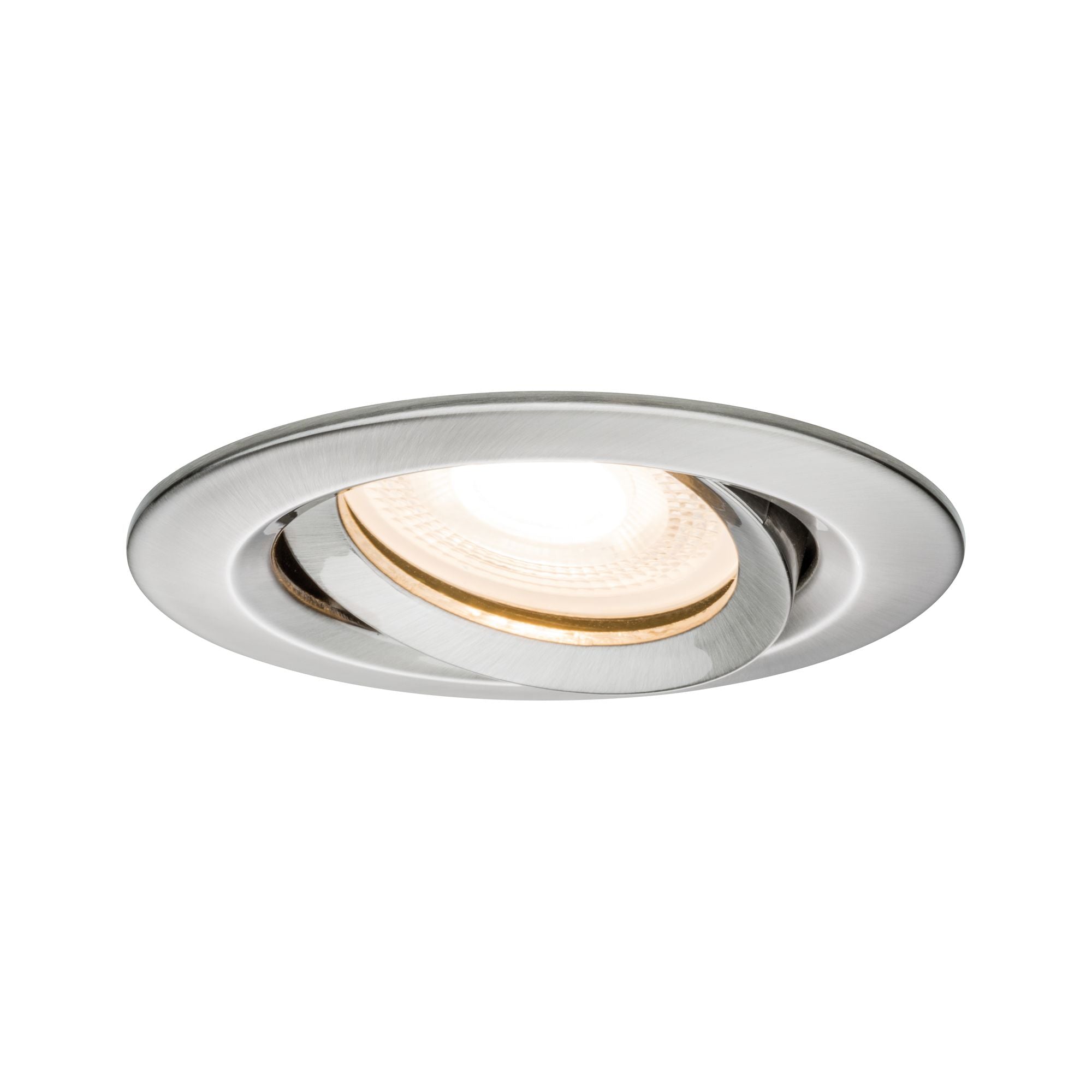 LED Einbauleuchte Nova Plus Einzelleuchte schwenkbar IP65 rund 93mm 30° GU10 7W 460lm 230V dimmbar 2700K Eisen gebürstet - Paulmann - 92899