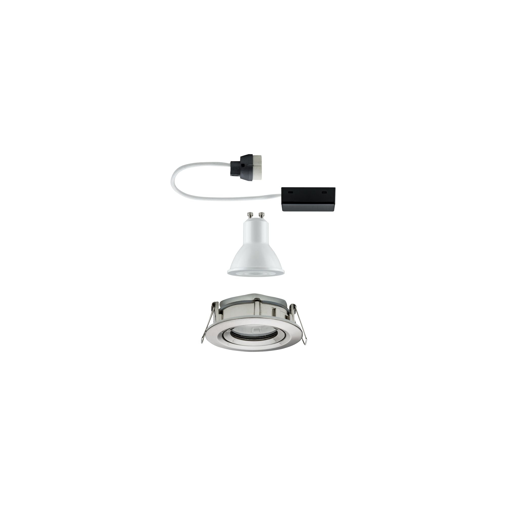 LED Einbauleuchte Nova Plus Einzelleuchte schwenkbar IP65 rund 93mm 30° GU10 7W 460lm 230V dimmbar 2700K Eisen gebürstet - Paulmann - 92899