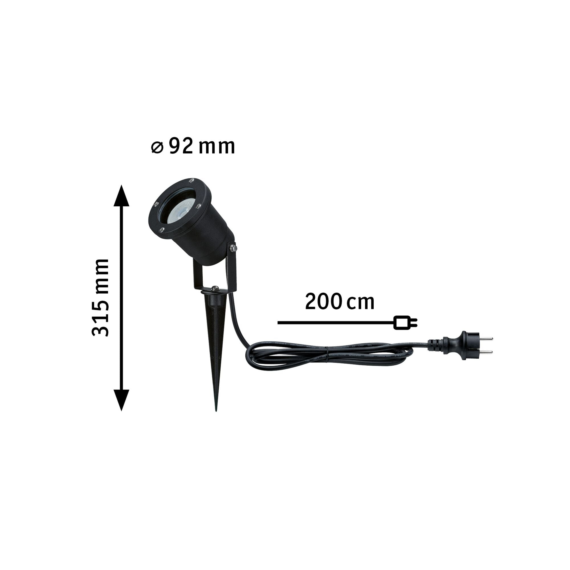 LED Gartenstrahler Goldlicht IP65 rund 92mm 2200K 4,3W 320lm 230V 38 - 38° Schwarz Metall - Paulmann - 94731