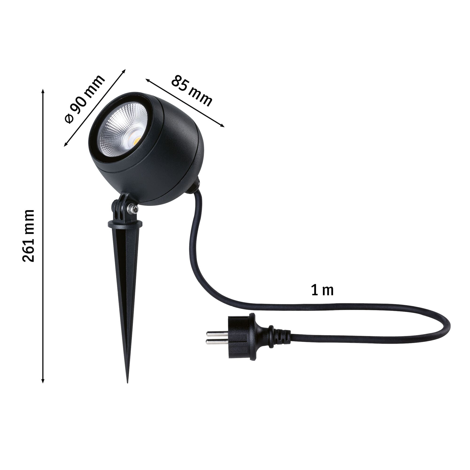 LED Gartenstrahler Kikolo IP65 90mm 3000K 8W 500lm 230V 60° Anthrazit Aluminium/Kunststoff - Paulmann - 94776