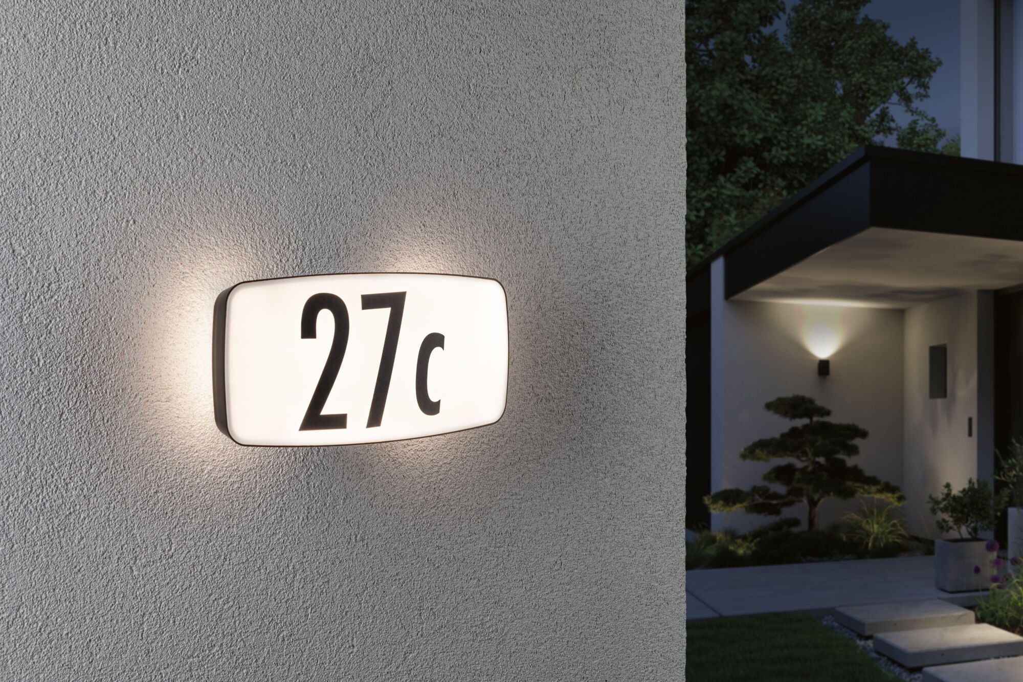 LED Hausnummernleuchte Sheera Dämmerungssensor Bewegungsmelder mit Hochfrequenz - Sensor seewasserresistent IP44 276x73mm 3000K 6,5W 460lm 230V Anthrazit Kunststoff - Paulmann - 94506