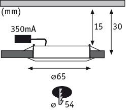 LED Möbeleinbauleuchten Micro Line Einzelleuchte rund 65mm 4,5W 300lm 230V 2700K Weiß - Paulmann - 93555
