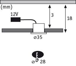 LED Möbeleinbauleuchten Micro Line Mini rund 35mm 5x0,4W 5x20lm 230/12V 2700K Eisen gebürstet - Paulmann - 93586