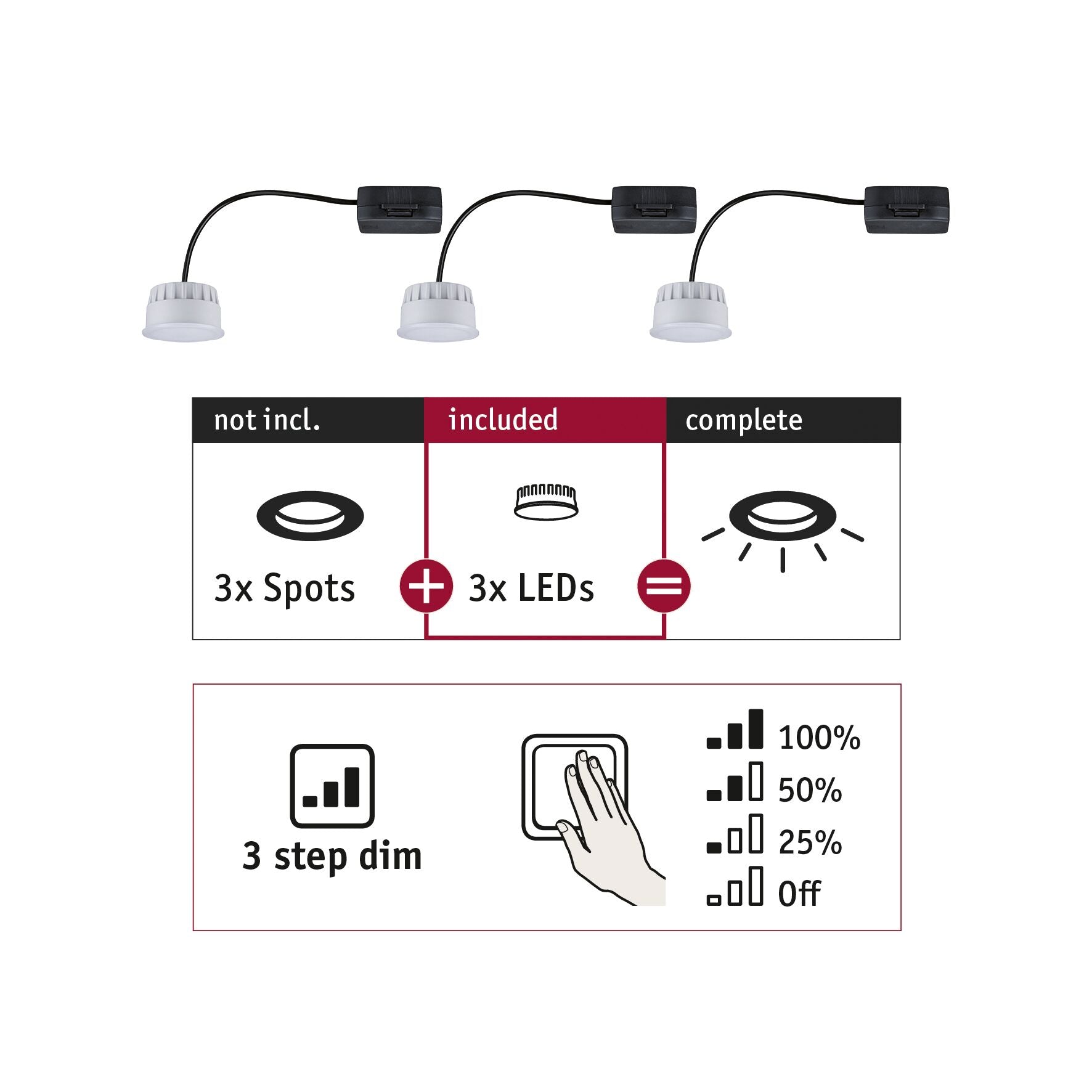 LED Modul Einbauleuchte Choose Coin 3er - Set rund 50mm Coin 3x6W 3x470lm 230V dimmbar 2700K Satin - Paulmann - 92473