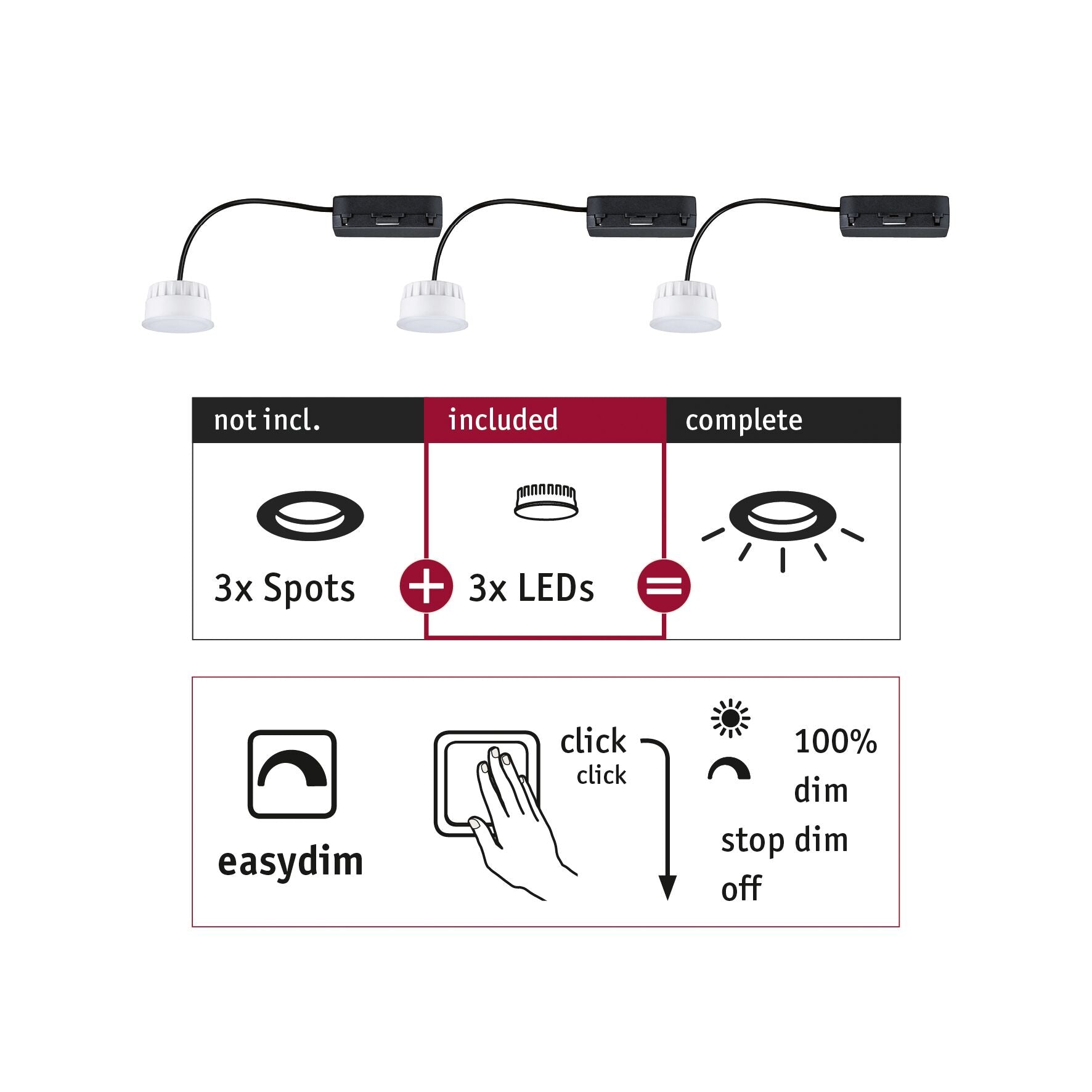 LED Modul Einbauleuchte Choose Coin 3er - Set rund 51mm Coin 3x6,5W 3x630lm 230V dimmbar 2700K Satin - Paulmann - 92477