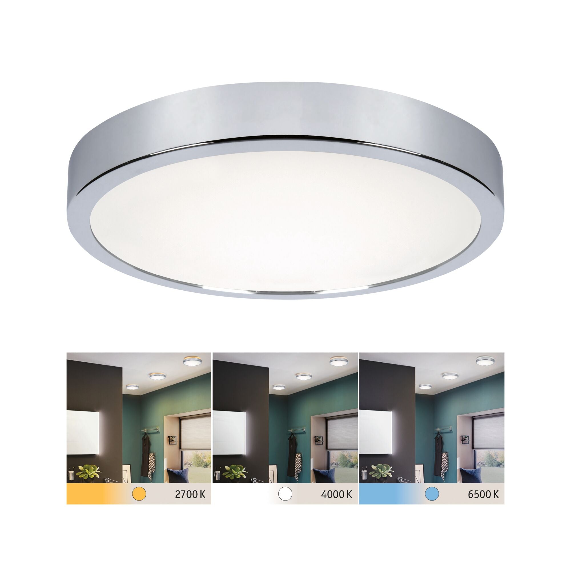 LED Panel Aviar IP44 rund 300mm 18W 1800lm White Switch Chrom - Paulmann - 78926