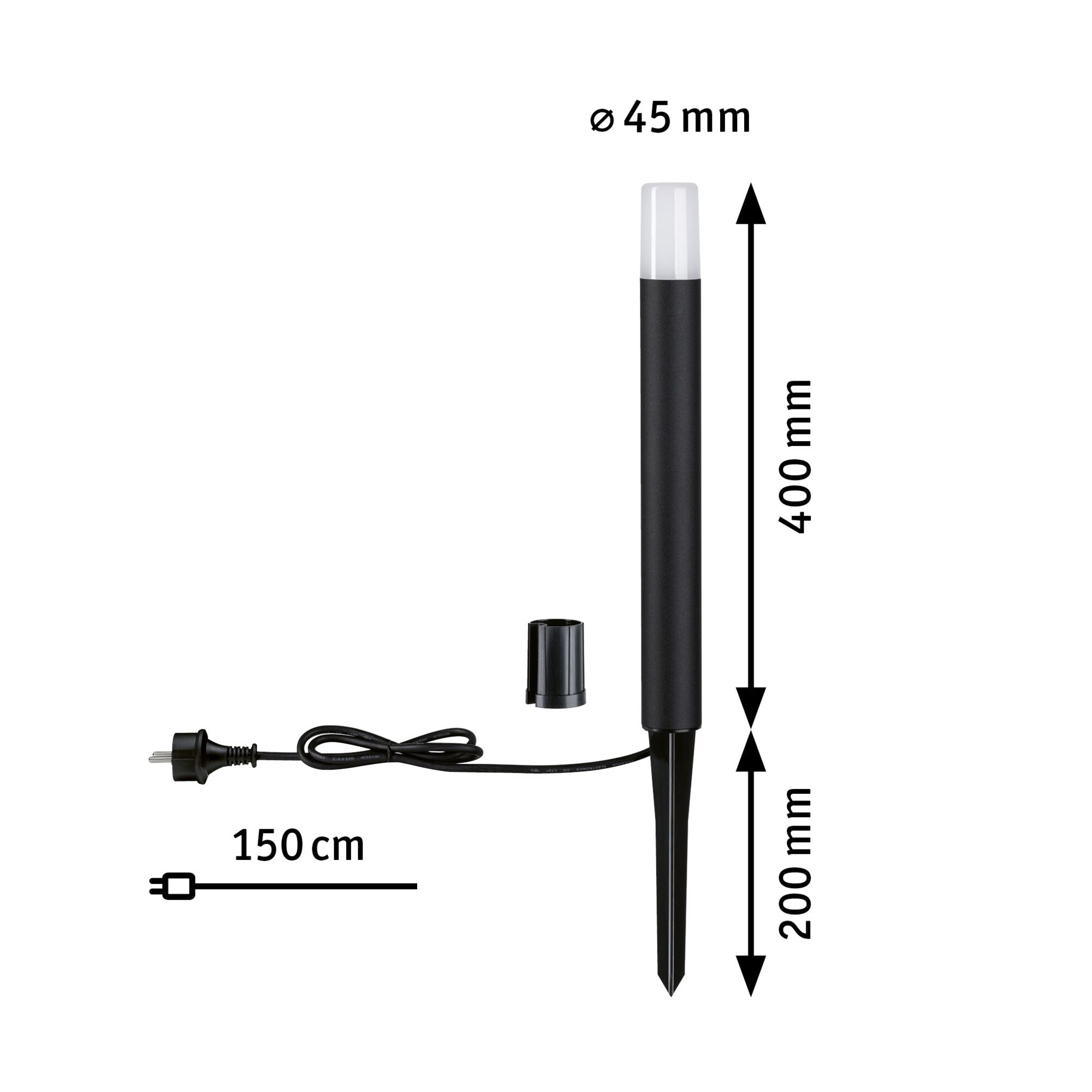 LED Pollerleuchte Flarea IP65 400mm 3000K 3,1W 280lm 230V Schwarz Aluminium - Paulmann - 94385