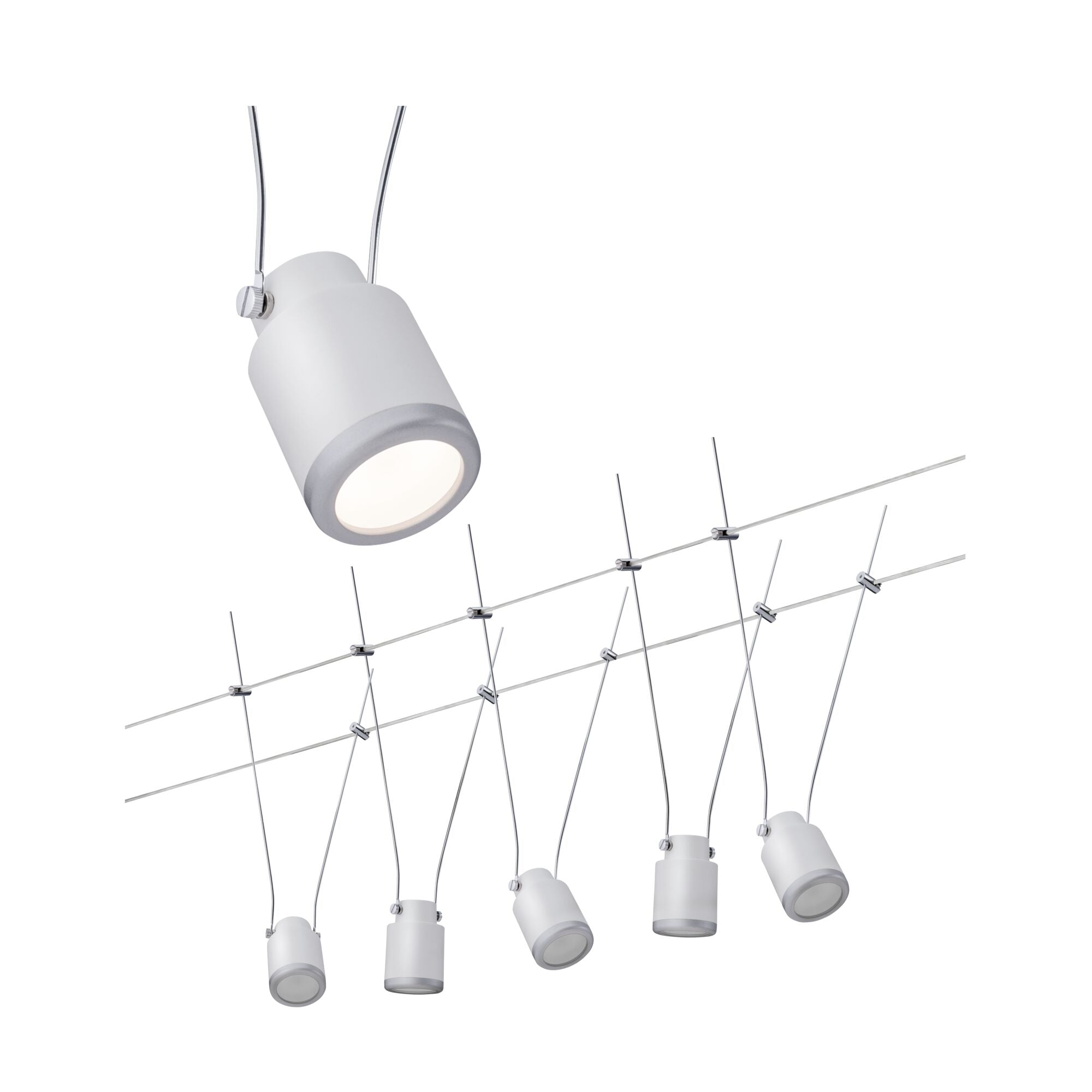 LED Seilsystem TunLED 5x150lm 5x4W 2700K 230/12V Weiß/Chrom matt - Paulmann - 3980