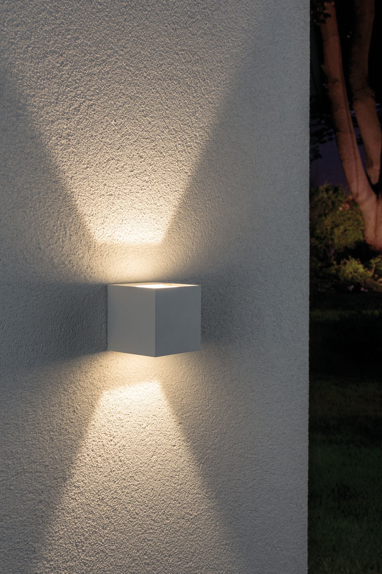LED Wandleuchte Cybo IP65 eckig 80x80mm 2700K 2x3,5W 355lm / 355lm 230V Weiß Aluminium - Paulmann - 18001