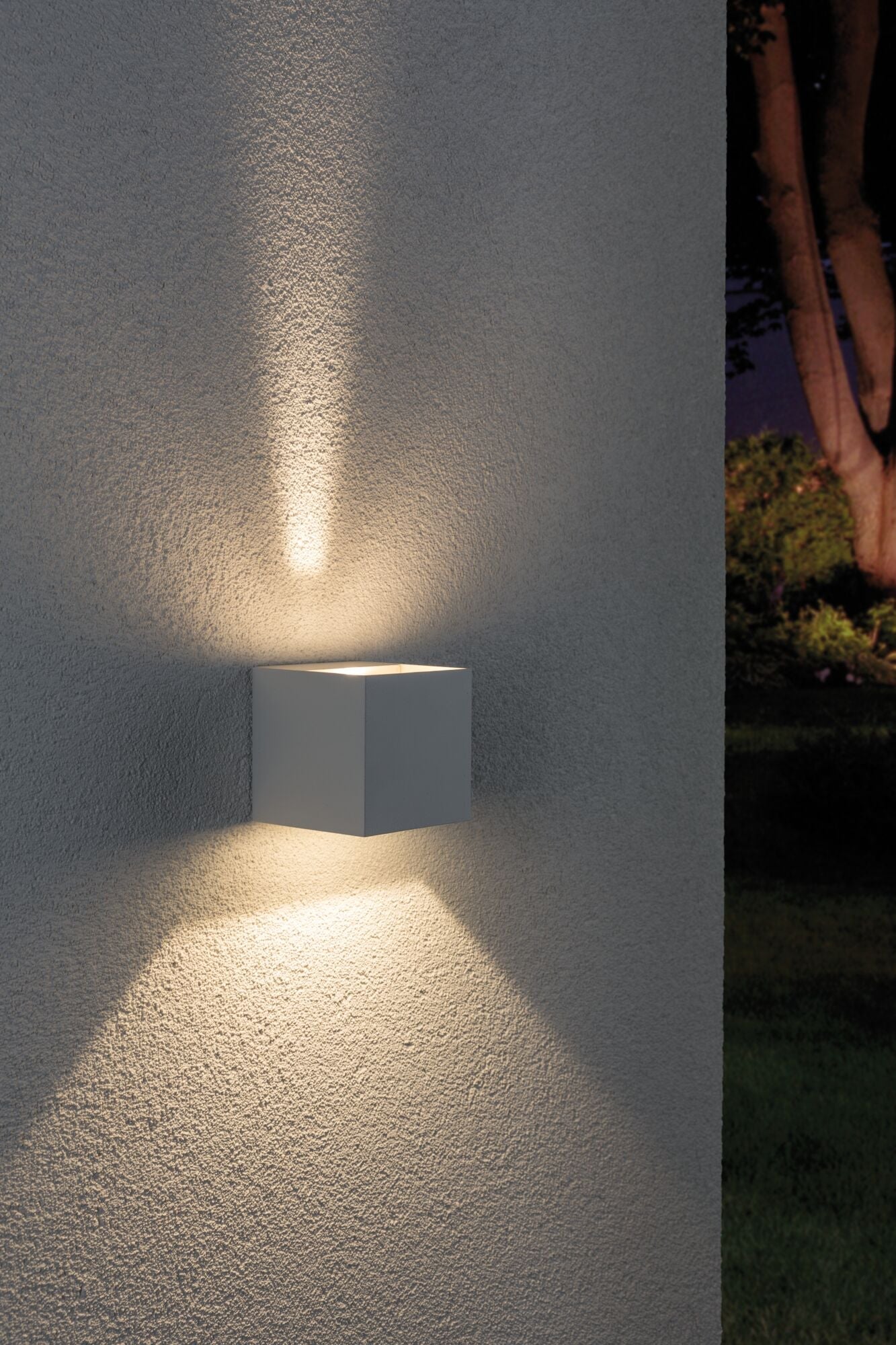 LED Wandleuchte Cybo IP65 eckig 80x80mm 2700K 2x3,5W 355lm / 355lm 230V Weiß Aluminium - Paulmann - 18001