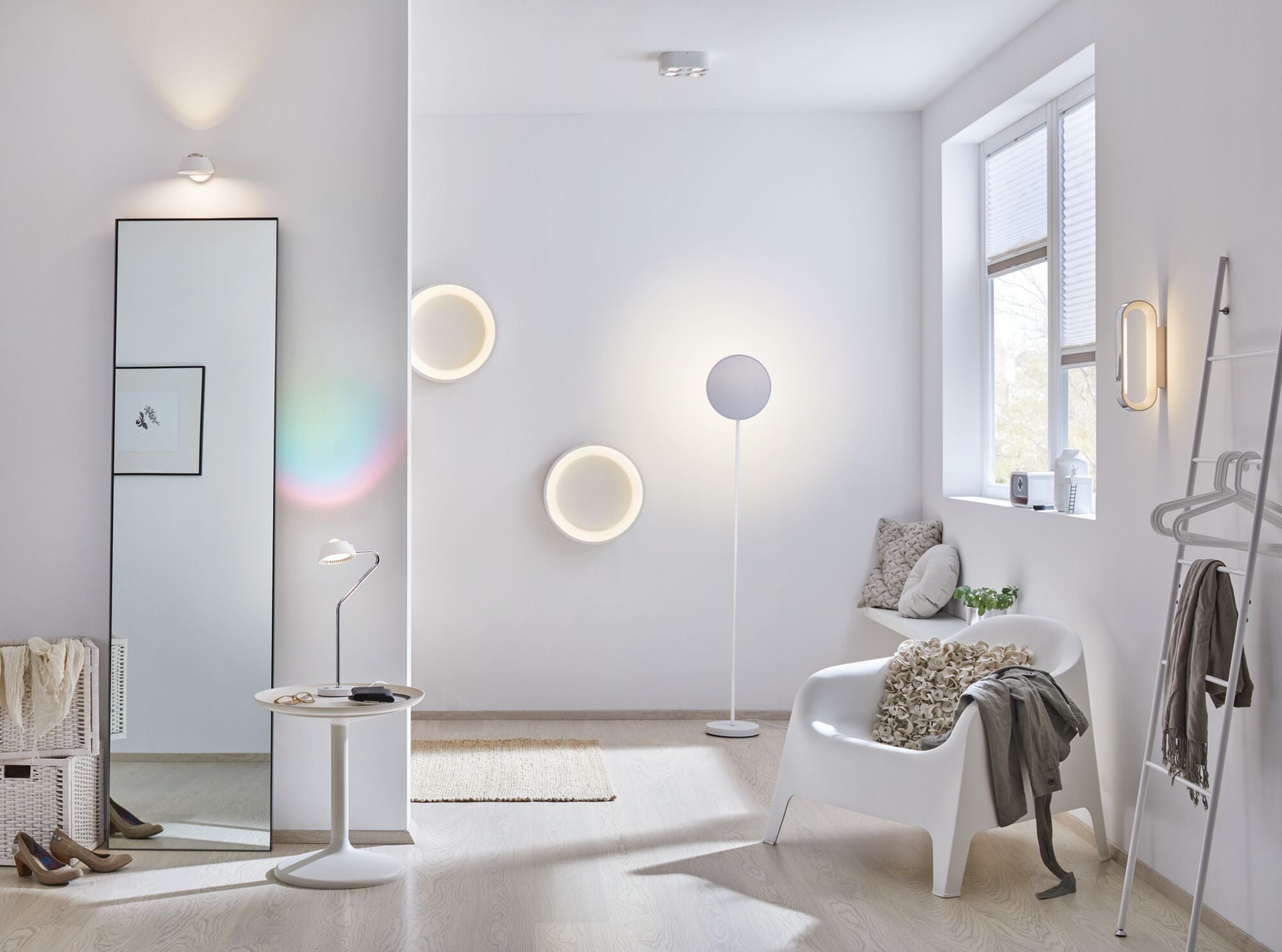 LED Wandleuchte Sabik IP44 2700K 800lm / 390lm 230V 9 / 1x4W dimmbar Weiß matt - Paulmann - 70946
